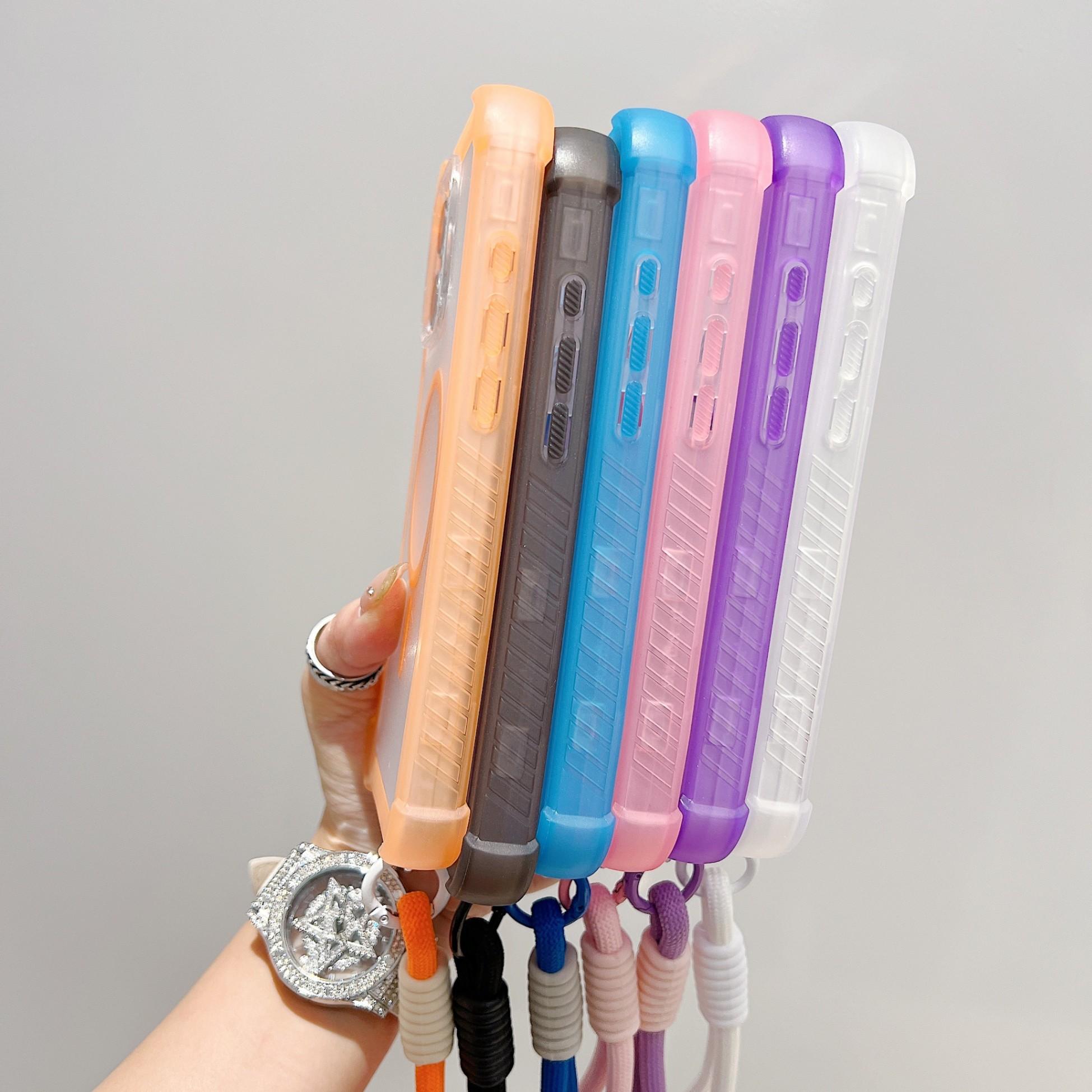 One new transparent matte iridescent case for MagSafe phone of Apple 17 Pro Max. Also suitable for 16 Pro hanging strap. Comes with 4 corner thickening for shock protection for 16/15 Pro Max/13 Pro. Comes with a protective case.