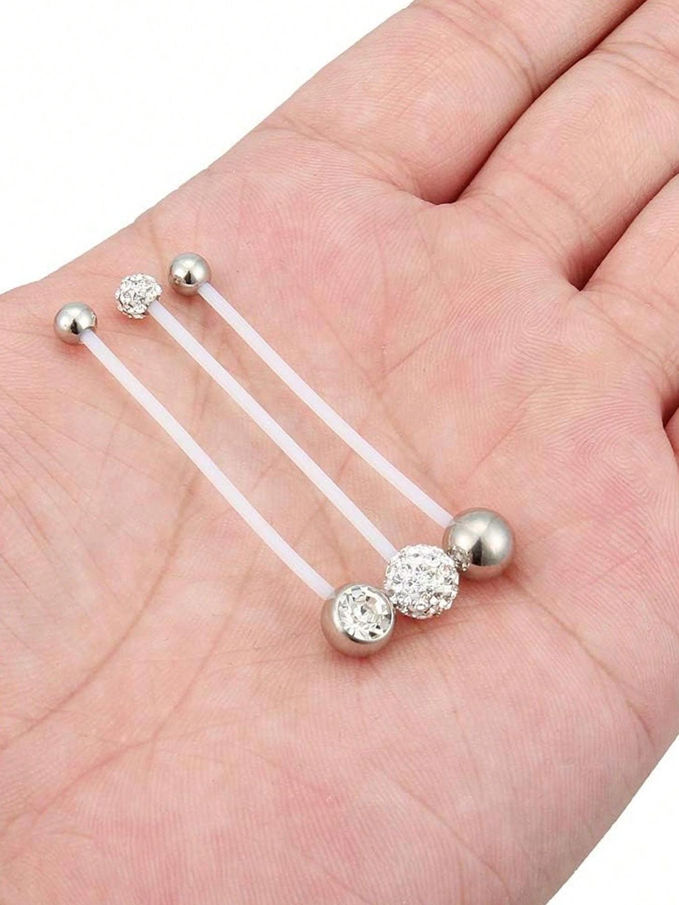 5pcs 14G Pregnancy Belly Button Ring Mix Style Flexible Clear Acrylic Pregnancy Navel Piercing Retainer Maternity Bioplast Long Belly Dangle Button Ring Retainer For Woman 25-38mm Belly Hoops