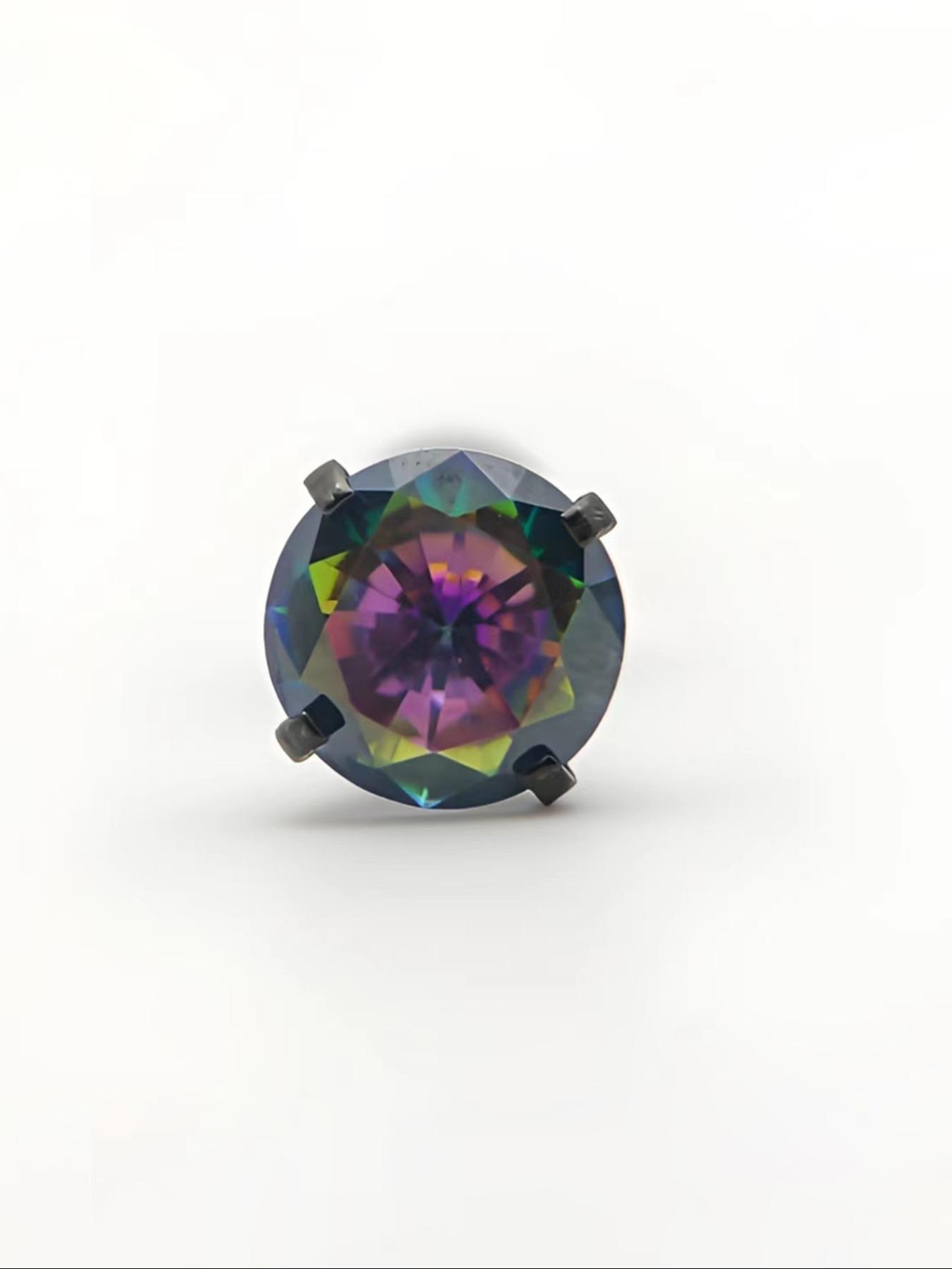 Men's Punk Style Artificial Zircon Decor Stud Earrings, Stainless Steel Earrings, Fashion Jewelry for Party, Daily Decor, Trendy All-match & Exquisite Jewelry for Birthday Gift