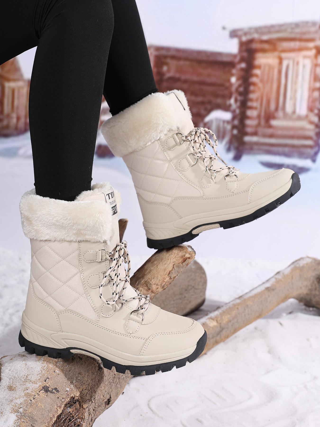 Women's High-Quality Winter Snow Boots - Waterproof Warm Furry Mid-Calf Hiking Boots Outdoor Boots Fluffy Snow Boots