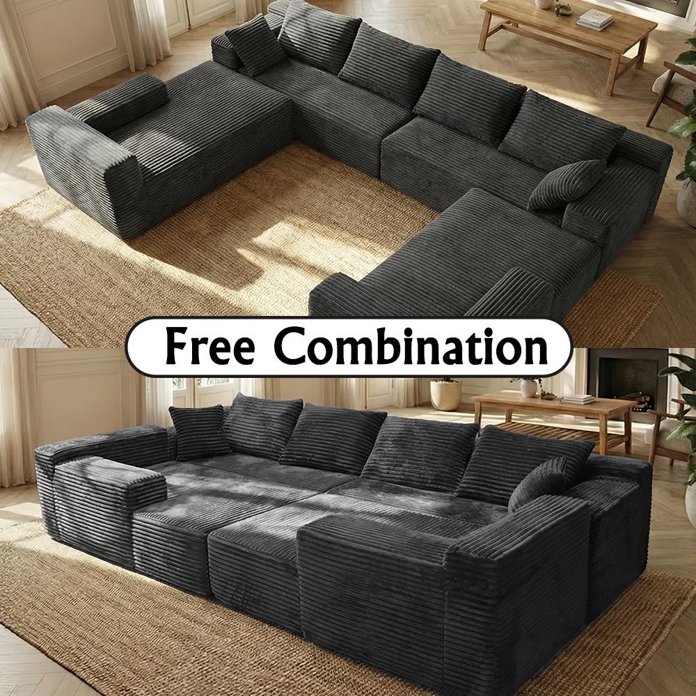 138'' Oversized U-Shaped Boneless Sectional Couches，8 Seater Modular Boneless Cloud Sofa with Chaise Lounges，For Living Room Apartment，4-in-1 Flexible Combination Deep Seat Corner Large Couch NoAssembly Required, Big Comfy Couches Set with  Plush Flannel