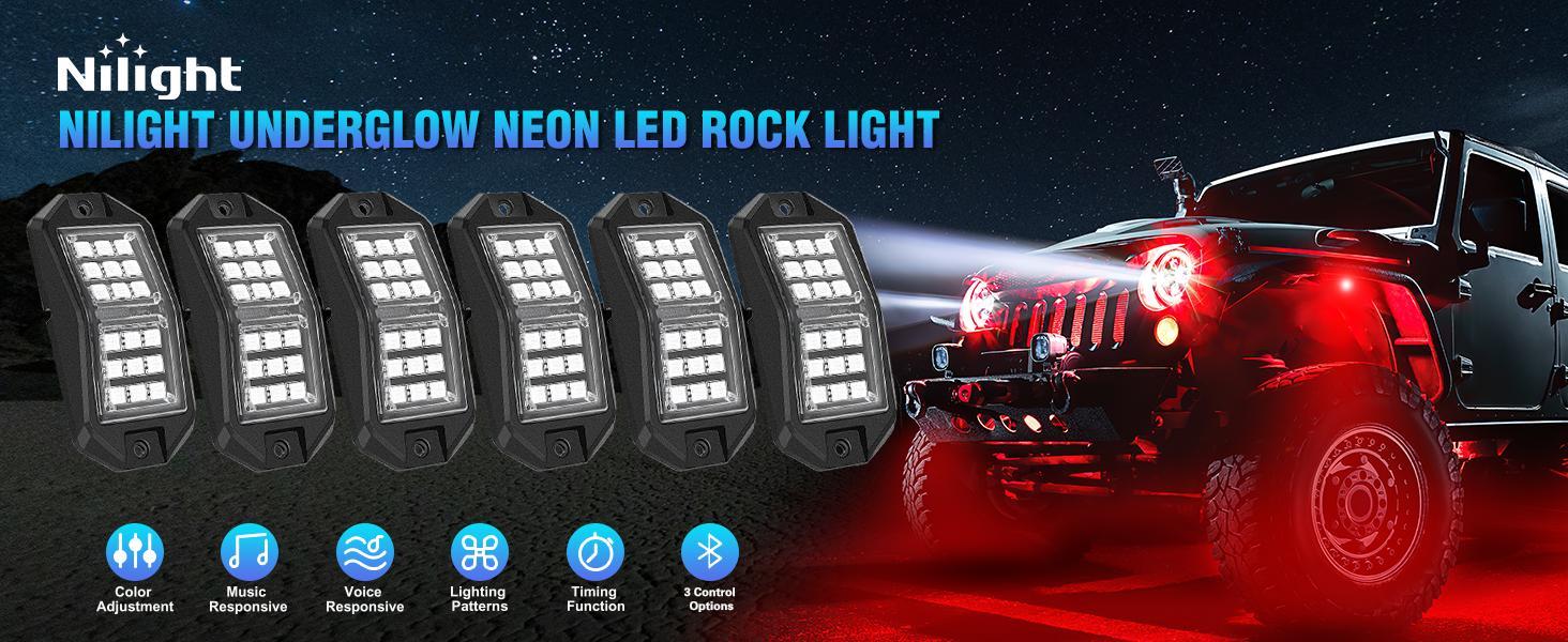 Nilight RGB LED Rock Lights Kit 12 PCS 18LED Wide Angle Wheel Well Light with Remote & Bluetooth App Dual Control Multi Modes Underglow Multicolor Neon Pod for ATV UTV SUV Offroad Truck RZR Boat  dealsforyoudays