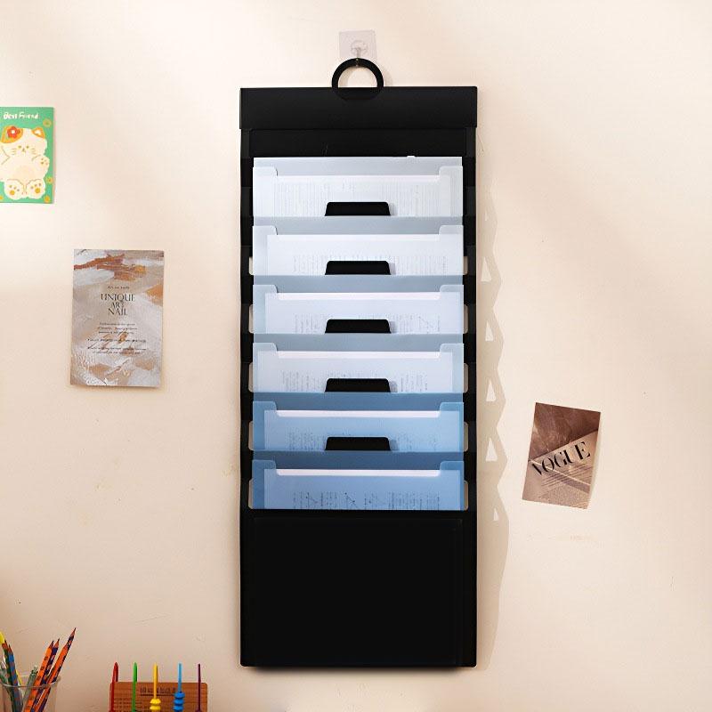 Portable Wall-Mounted File Organizer with 6 Pockets, Foldable and Waterproof PP Materials, Ideal for Office, Home, Classroom Storage, File Holder
