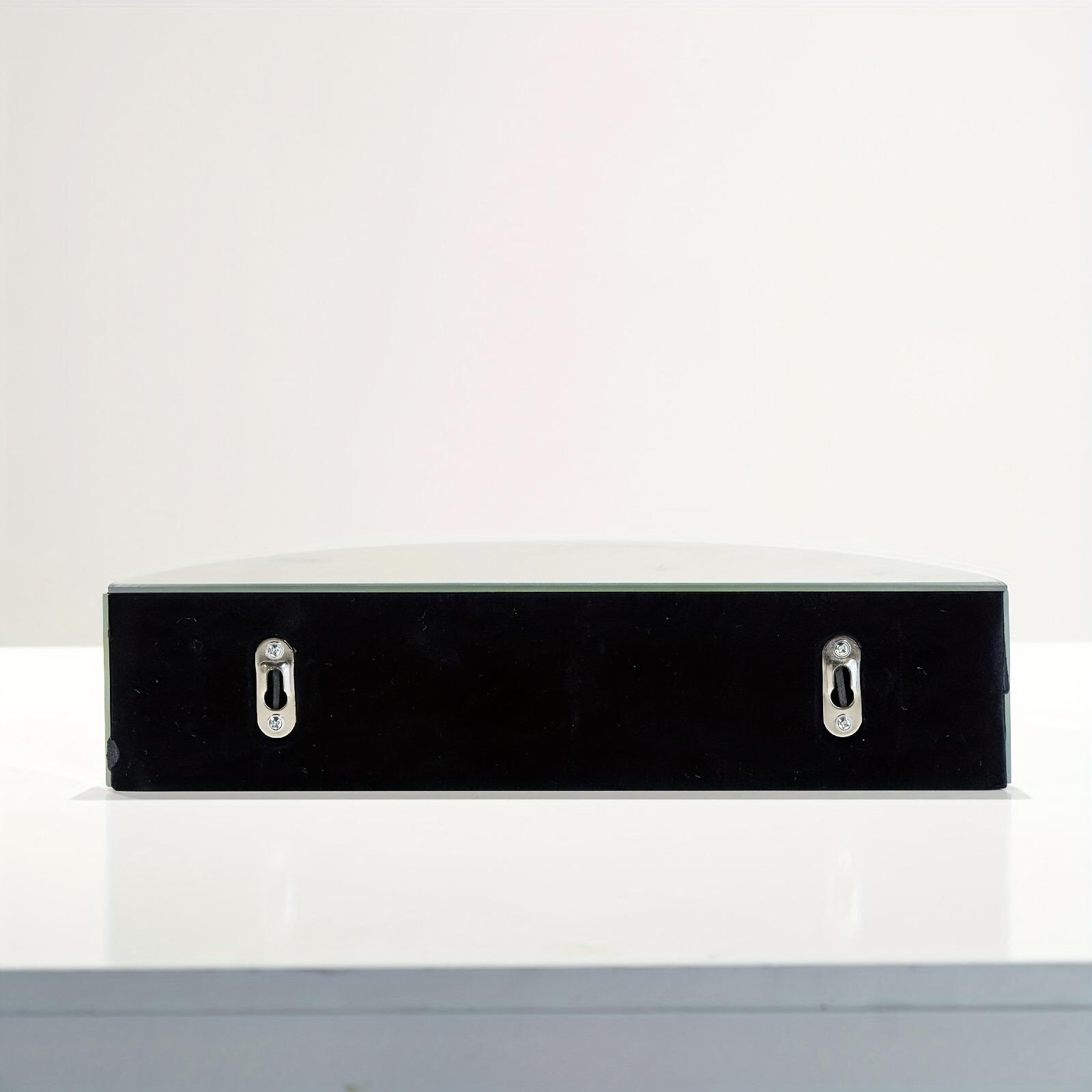 1Pc Semicircular Mirrored Floating Shelves for Wall Decor Storage, Glamorous Crystal Crush Diamond Decorative Wall Shelf, Glitter Glass Wall Mounted Shelves for Bedroom, Living Room, Bathroom, Kitchen, Office and More,  Silver