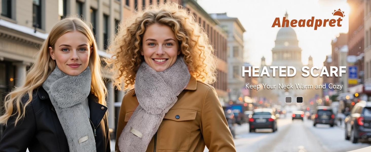 Heated Scarf with 3 Temperature Settings, Portable Charging Battery Included, Easy Operation, Fashionable & Warm Accessory