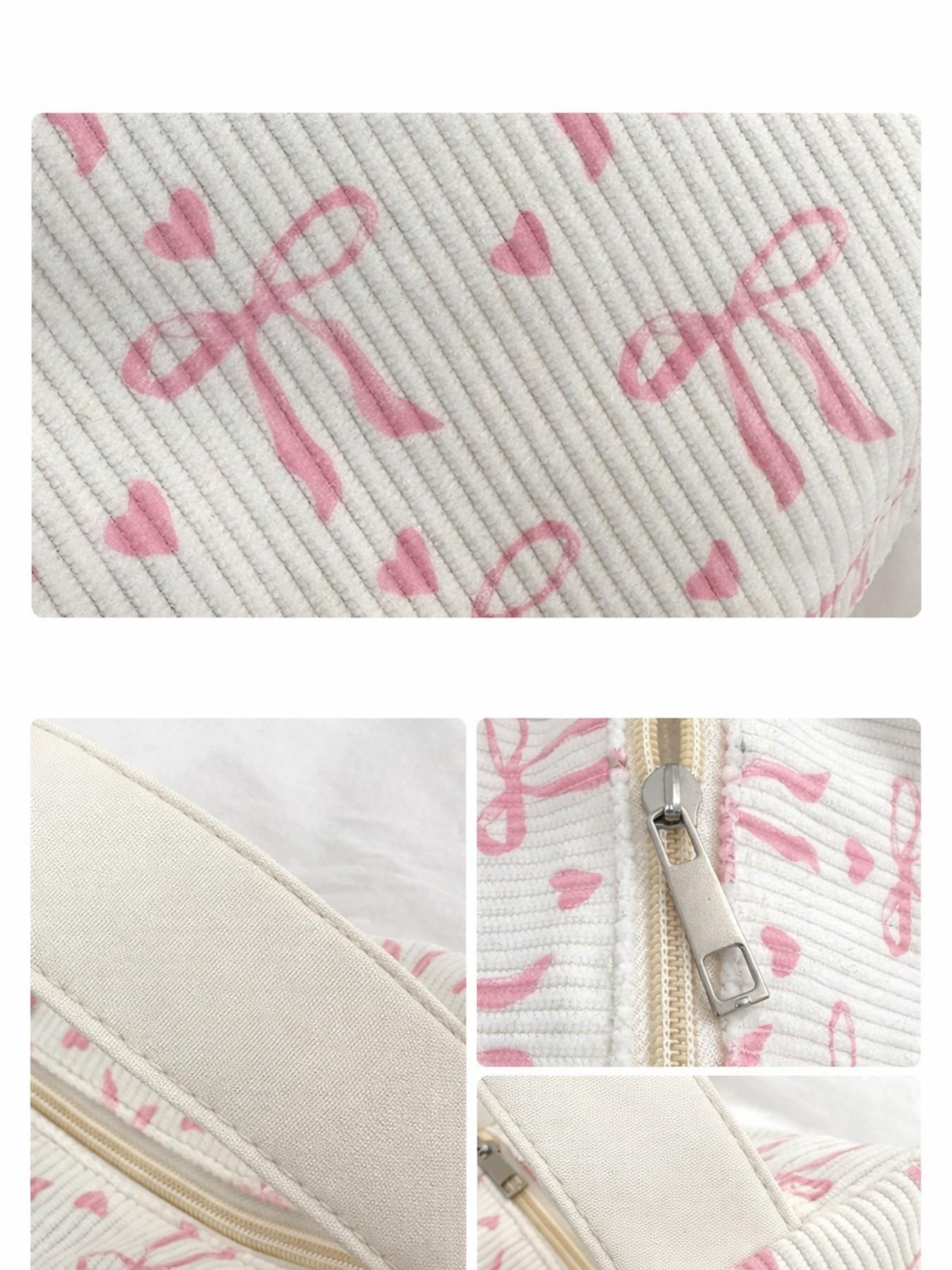 2026 Cute Pink Bow Makeup Bag, Corduroy Cosmetic Organizer Pouch, Large Capacity Travel Toiletry Bag, Portable Vanity Case for Girls 2026 Cute Pink Bow Makeup Bag, Corduroy Cosmetic Organizer Pouch, Large Capacity Travel Toiletry Bag, Portable Vanity Case for Girls