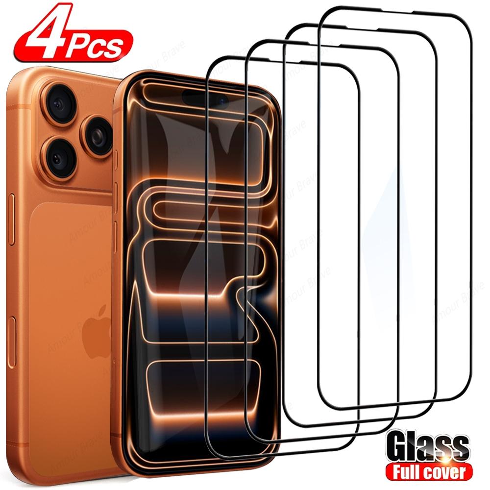 4 Pack Ultra HD 9h Hardness Tempered Glass Screen Protector for iPhone 17 Pro, 17 Pro Max, 17, Air, Anti-Fall Shockproof Scratch Resistant Film Accessories