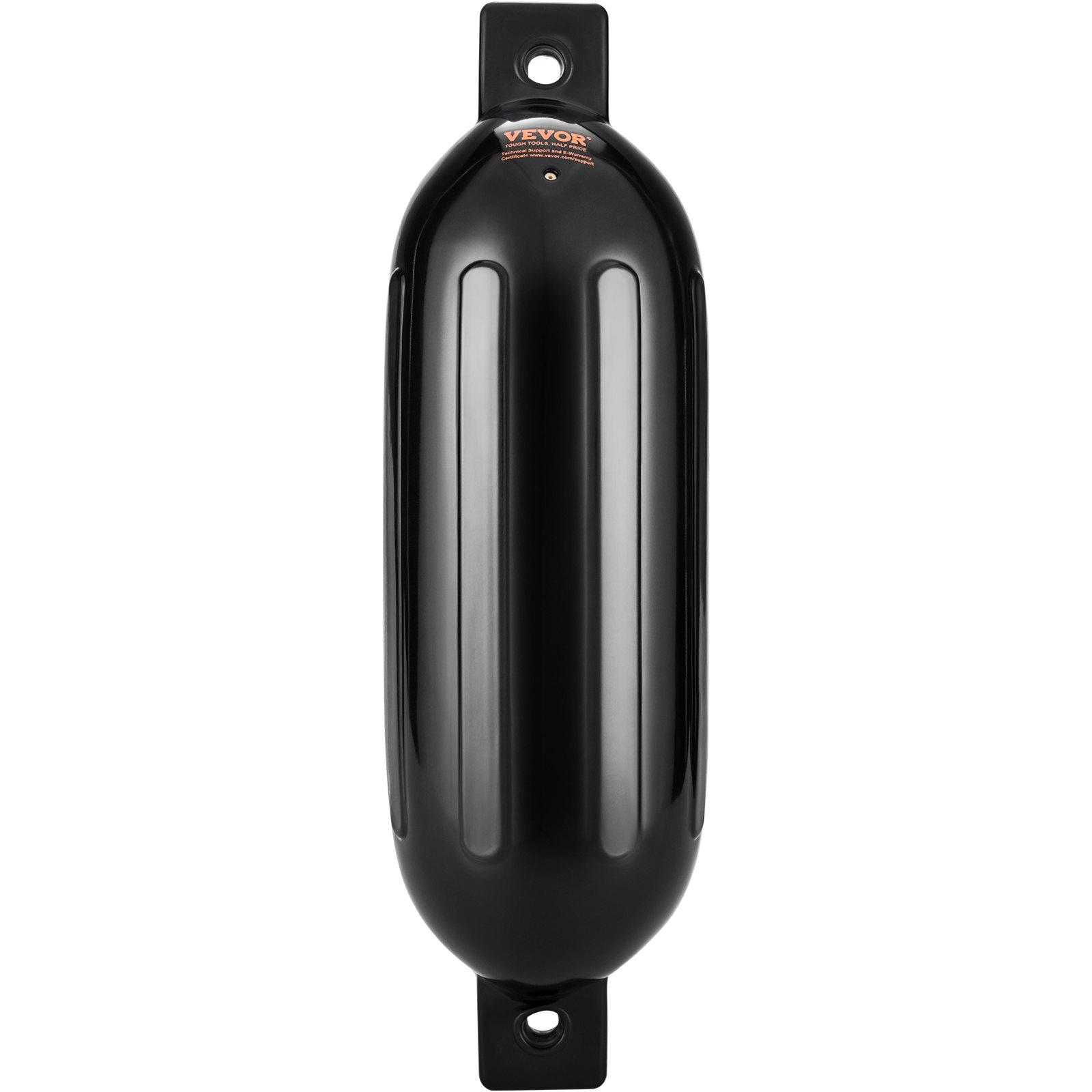 VEVOR Boat Fenders, 6.5" x 23" Boat Bumpers for Docking, Inflatable Ribbed Fender with Center Holes, Marine Boat Dock Fender Bumper with Air Pump, 4 Needles and 4 Ropes and Storage Bag, Black VEVOR Boat Fenders, 6.5" x 23" Boat Bumpers for Docking, Inflatable Ribbed Fender with Center Holes, Marine Boat Dock Fender Bumper with Air Pump, 4 Needles and 4 Ropes and Storage Bag, Black