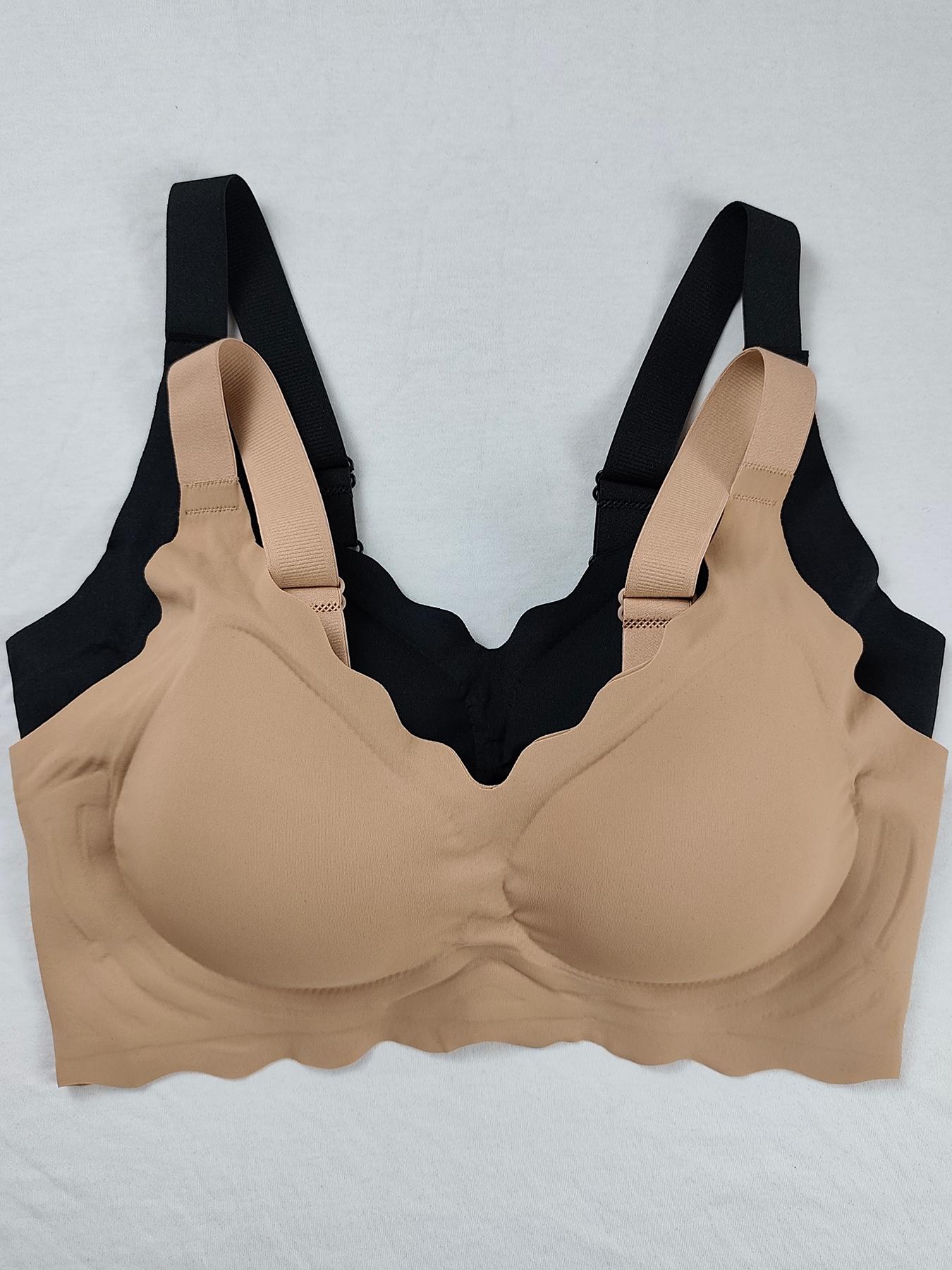 Women's Seamless Supportive Wireless Backless Bra, Adjustable Wide Straps, Comfortable Breathable Daily Wear, Ribbed Stripe Design, Seamless Bras, Medium Fit, Ladies Underwear