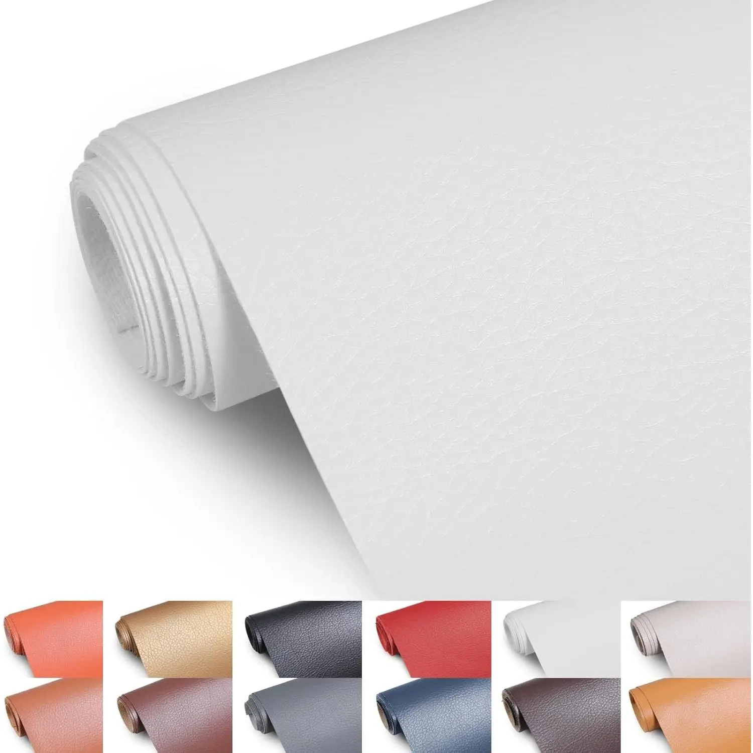 55" Wide Waterproof Faux Leather PU Upholstery Fabric by The Yard, Marine Vinyl Fabric for Crafts Sewing Sofa Wallets Handbags Earrings Bows, 1 Yard White
