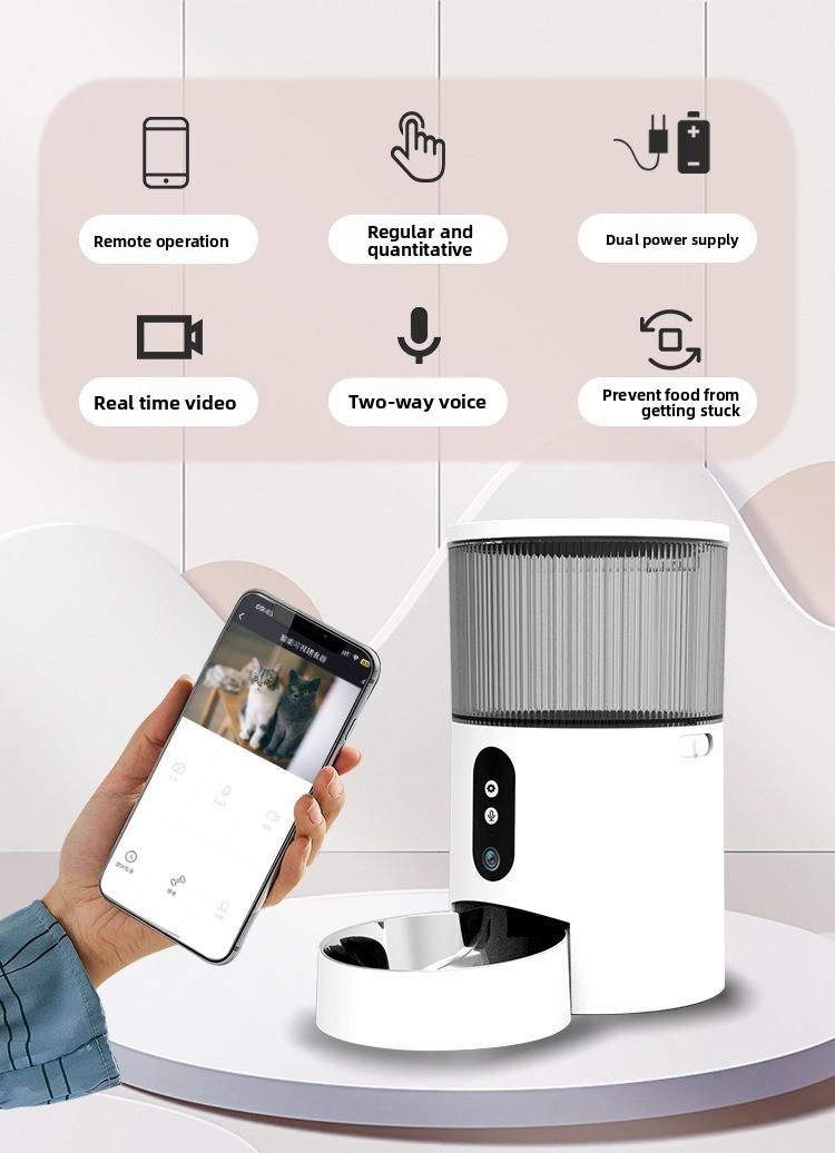 Pet intelligent feeder Remote control Timed quantitative automatic feeder Dog cat food feeder