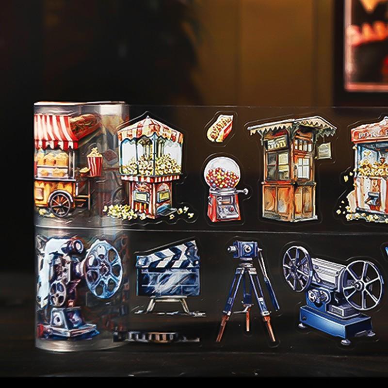 Beautiful Day Old Cinema Series Scenery Pet Tape Set, 4 Styles Included, Ideal for DIY Crafts and Decorations, High-Quality Adhesive Material