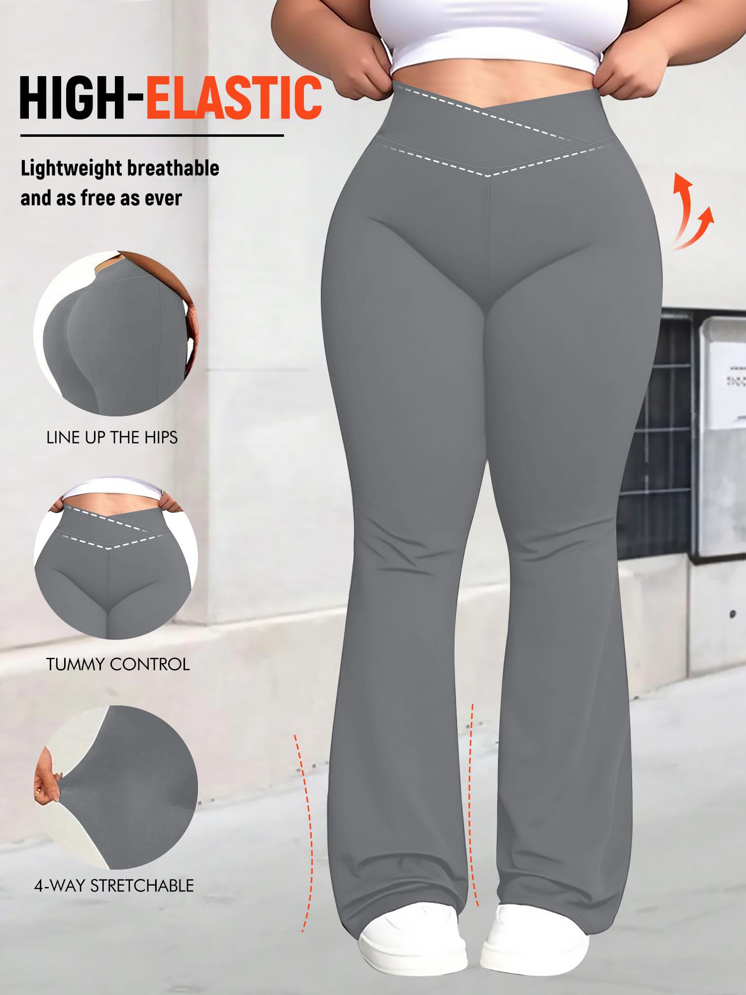 Women's Plus Size Cross Waist Flare Leg Pants, High Elasticity, Sweet Daily Wear, Commuter Pants, Fashionable Comfort, All Seasons Best Choice