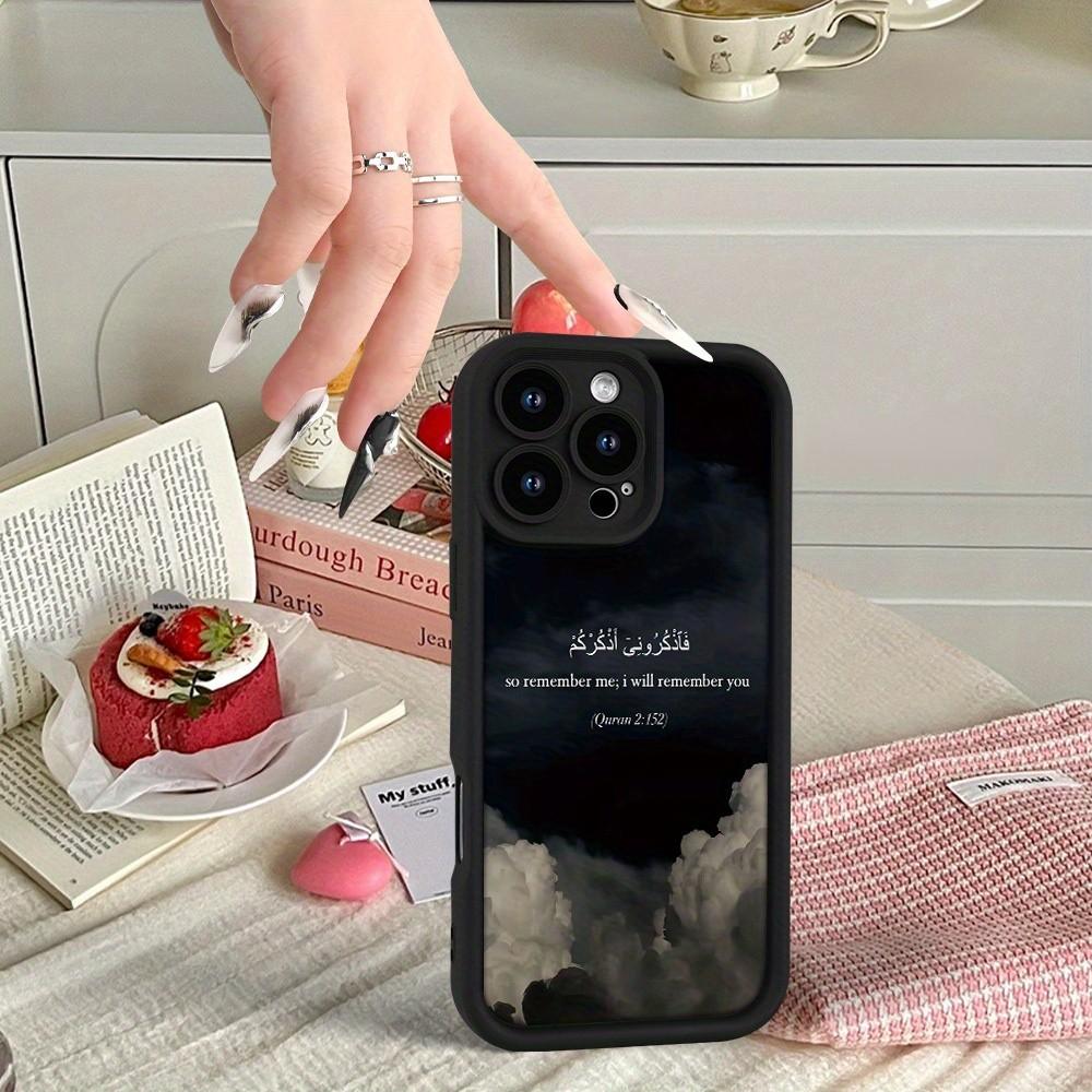 Anti-Drop Soft Case Cover for iPhone Models, Night Sky Letter & Arabic Text Design, Durable Protection for iPhone Series, Stylish Phone Accessory