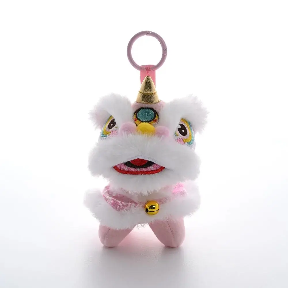 Cartoon Lion Dance Keychain Awakened Lion Chinese Style Lion Dance Pendant Plush Toy Doll Year of Horse Chinese New Year Gift