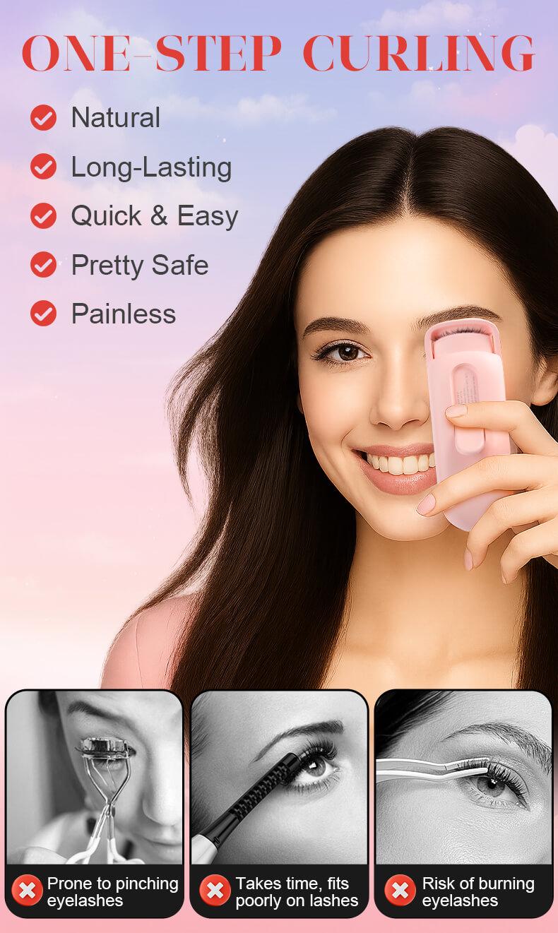 Vectroniva Heated Eyelash Curler – 2-Level Smart Temp Lash Lifter | Type-C Rechargeable, 10s Fast Heat, 24H Long-Lasting Natural Curl, Portable Travel Size