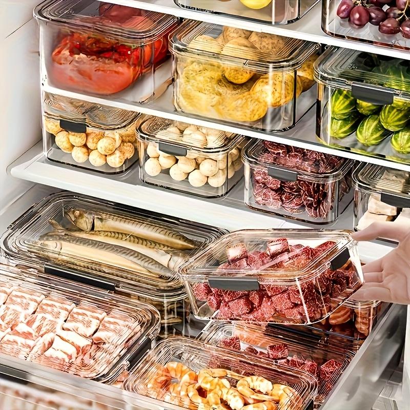 12pcs Stackable Refrigerator, Freezer Storage Containers with Sealing Lids - Transparency PET, Reusable & Durable for Fruits, Vegetables, Meats - Ideal for Kitchen, Cabinet & Fridge Organization, Refrigerator Accessories