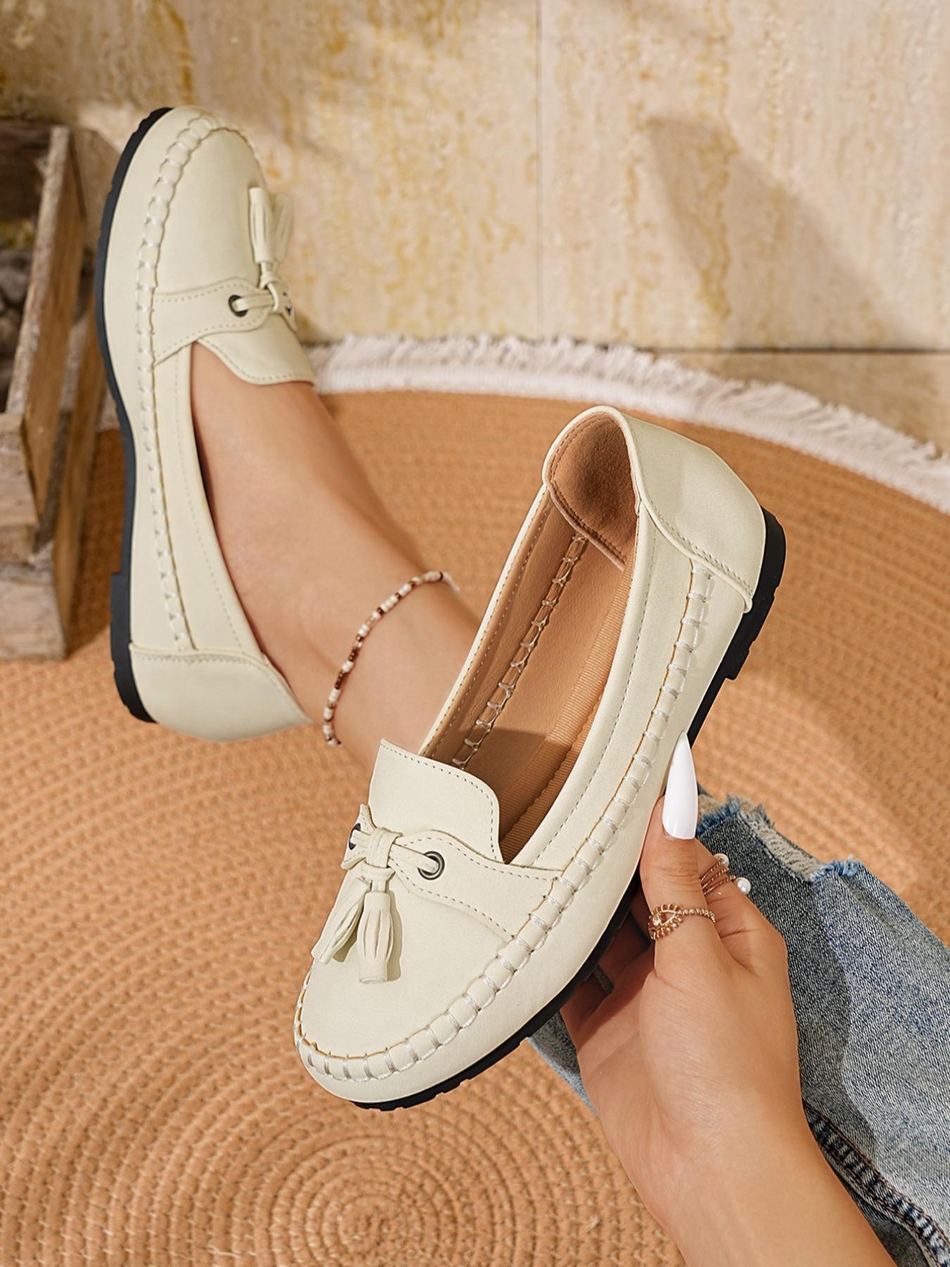 New Large Size Women's Casual Retro Slip-on PU Leather Loafers, Round Toe Flats for All Seasons, Comfortable Fashion Shoes for Daily Wear