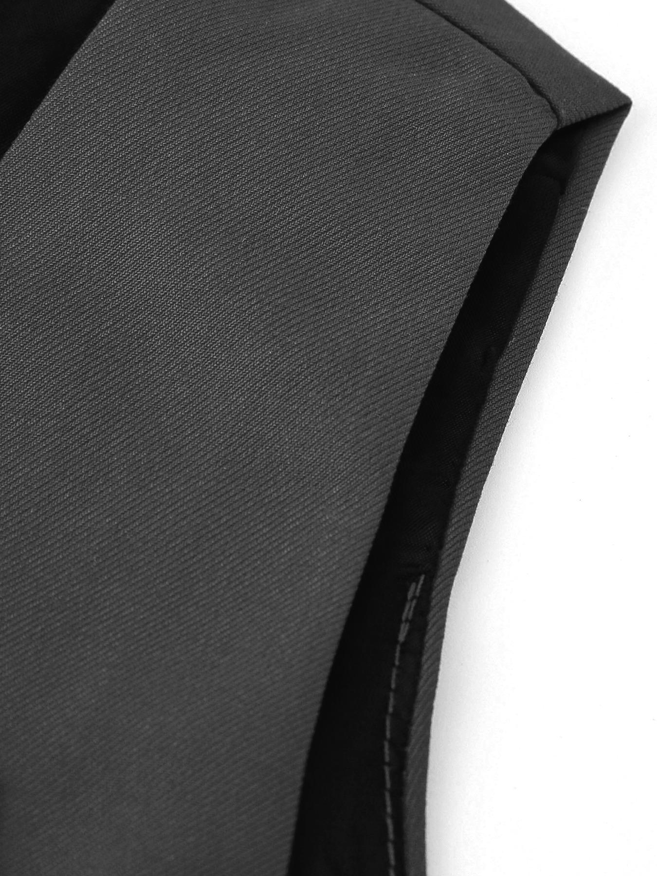 Boys' Elegant 4-Piece Formal Suit (Shirt + Lapel Vest + Elastic Waist Trousers + Striped Tie) 5 Colors Available, Sizes 100-150cm, Slim Fit for Weddings, Parties & Performances