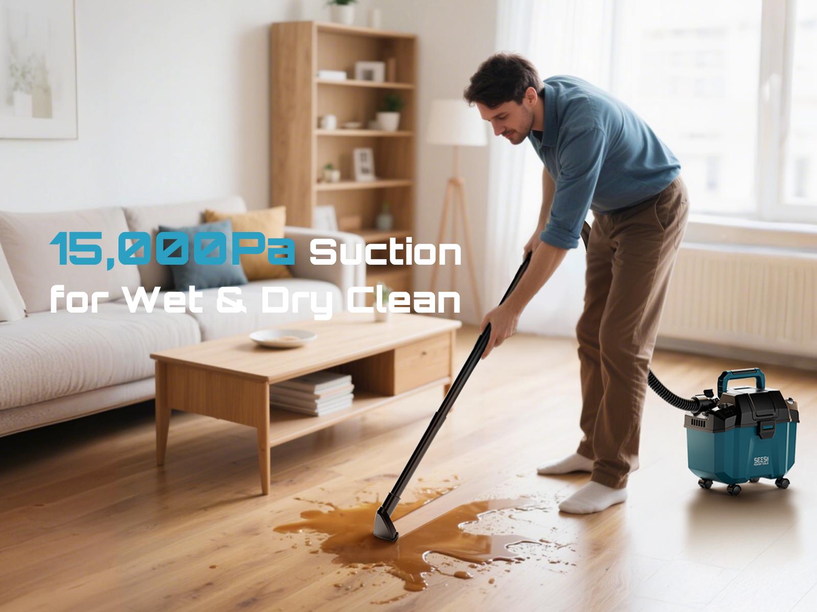 【SEESII】 Cordless Vacuum Wet&Dry, 2.6Gal 2-Speed Portable Shop Vac with Blower, 3-in-1 Cordless Vacuum Cleaner with Strap, 4 Wheels and Attachments, Ideal for Garage/Car/Workshop/House,FathersDayGift 【SEESII】 Cordless Vacuum Wet&Dry, 2.6Gal 2-Speed Portable Shop Vac with Blower, 3-in-1 Cordless Vacuum Cleaner with Strap, 4 Wheels and Attachments, Ideal for Garage/Car/Workshop/House,FathersDayGift