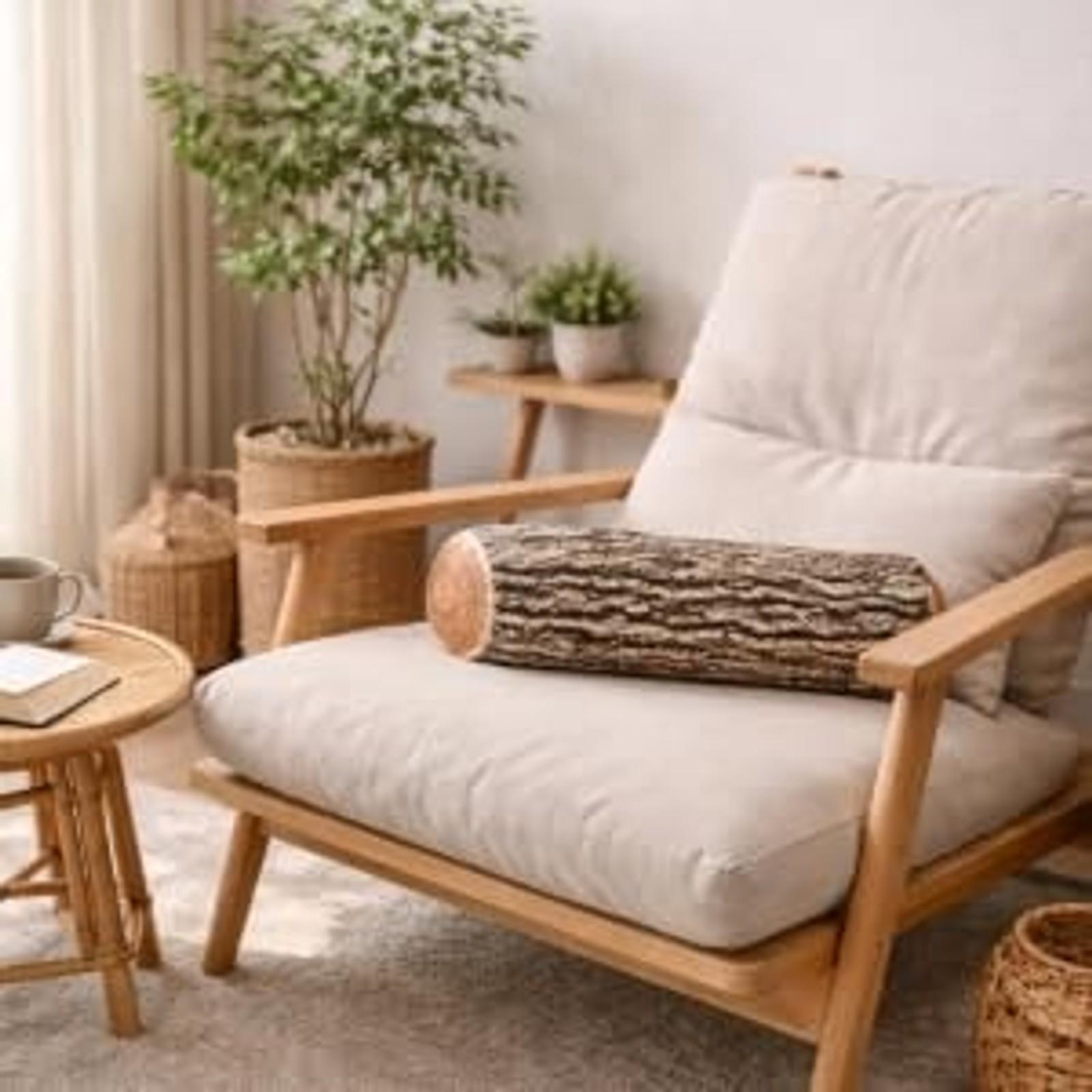 HYSEAS Decorative Round Throw Pillow, 3D Digital Print Comfortable Funny Cute Wood Log Pillow Cylinder Floor Cushion for Home, Couch, Sofa, Bedroom, Living Room Decor, Trunk