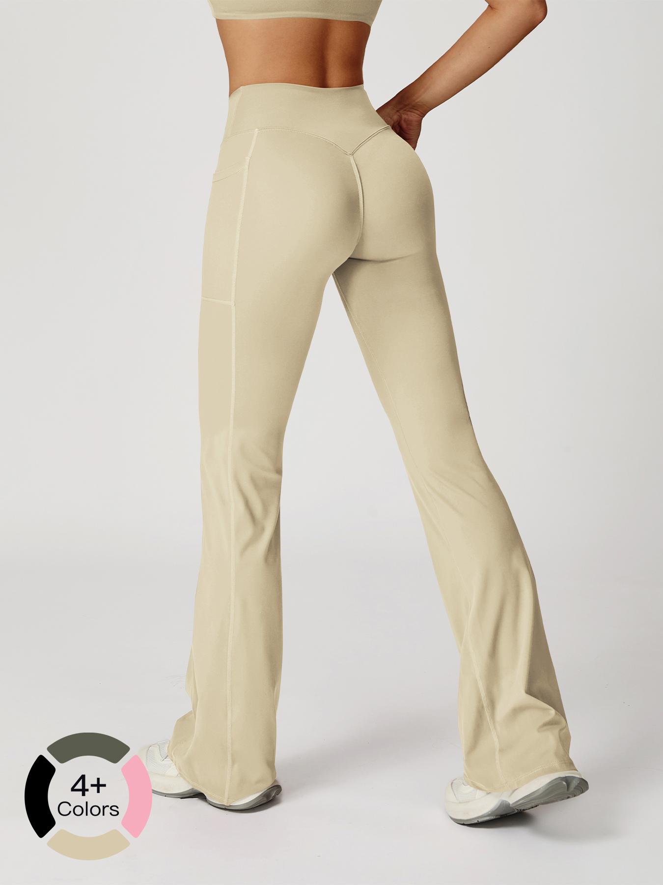 High Waist Naked Feeling Flare Pants Women, Cross Waist Wide Leg Micro Flared Outdoor Casual Sports Pants, Comfortable and Stylish