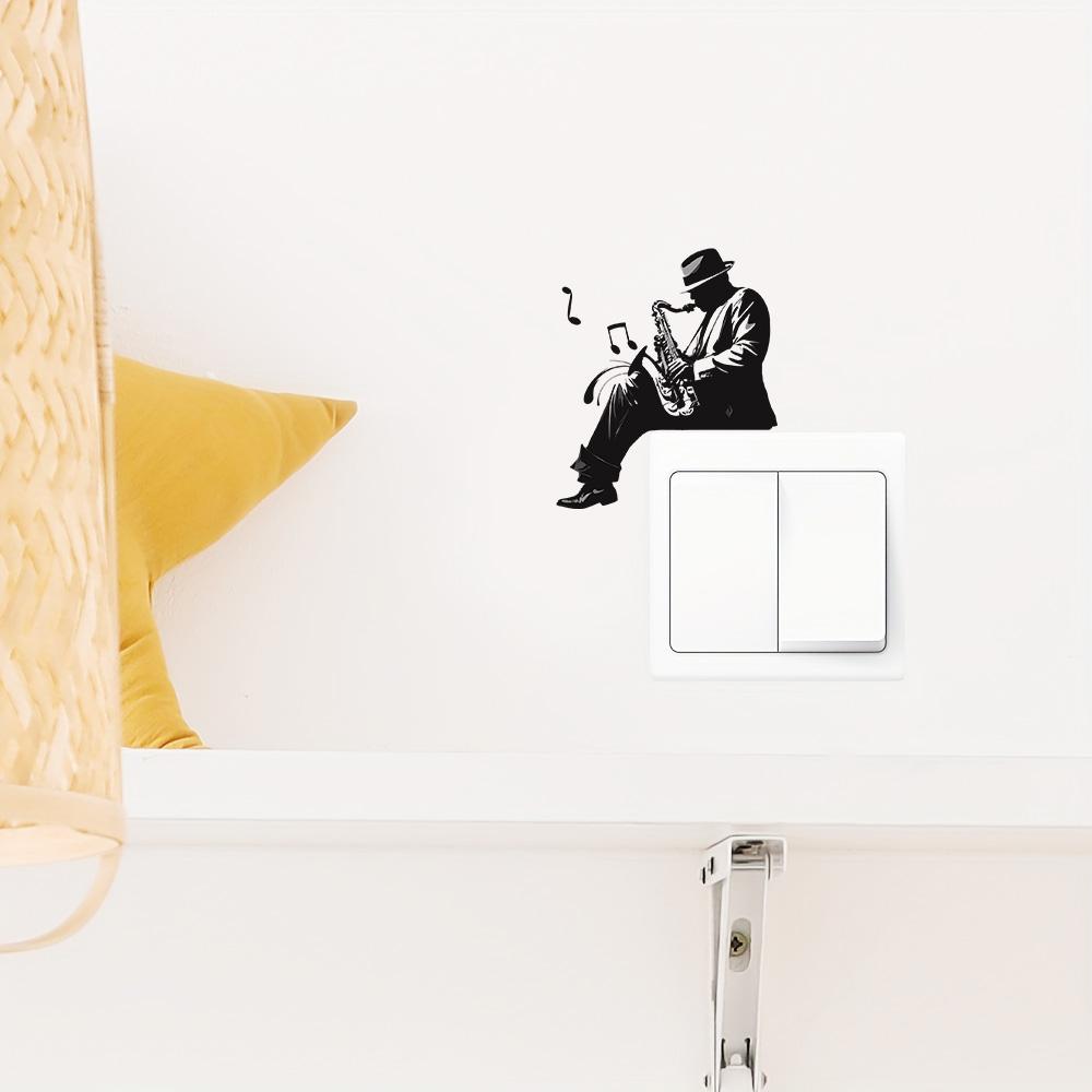 Creative Music Switch Sticker, Cowboy Playing Saxophone, Vinyl Wall Decal, Art for Living Room, Home Window Decoration, Flat Sticker Type