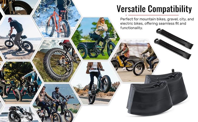 Hycline Fat Bike Inner Tube: 20/26x4.0 Inch 2-Pack Electric Fat Tire Tubes AV 32mm Schrader Valve, Premium Butyl Rubber Puncture Resistant Replacement T