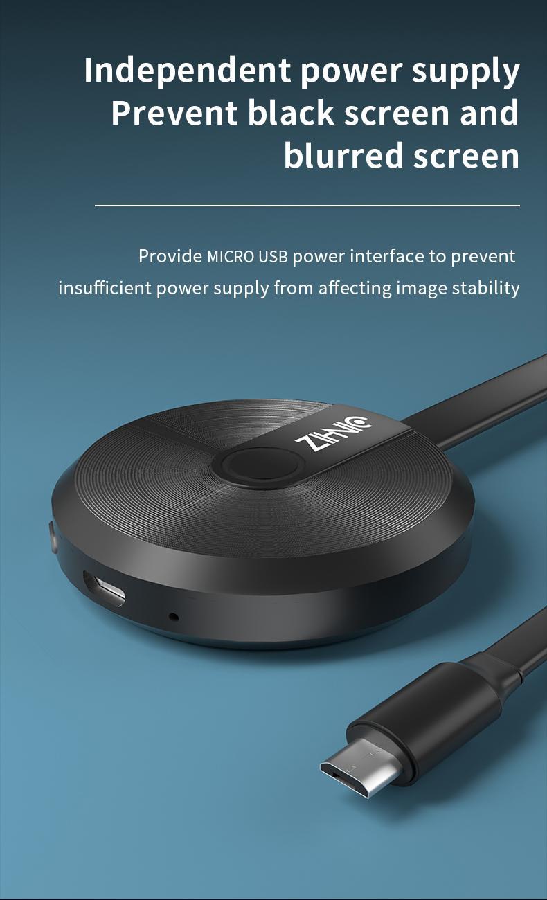 ZIHNIC Wireless Screen Projector HD TV Monitor Portable Mobile Phone Connection TV Monitor HD Wireless 5G 4K Horizontal and Vertical Screen Connector