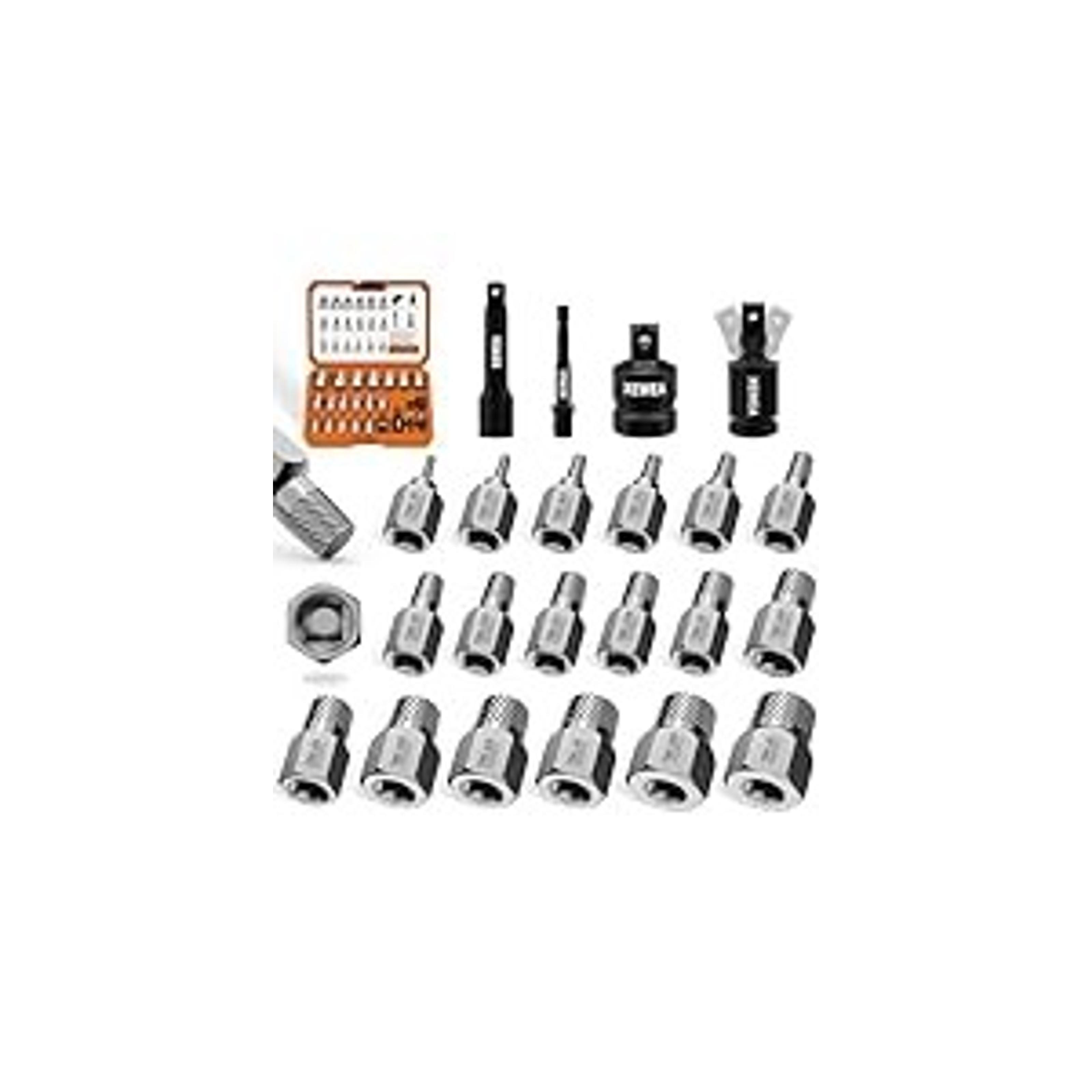 13Pcs Multi-Spline Screw Extractor Set, Chrome Molybdenum Alloy Steel Easy Out Bolt Extractor Kit, Hex Head Bolt Remover Tool for Broken Stripped Rusted Bolts Screws Nuts