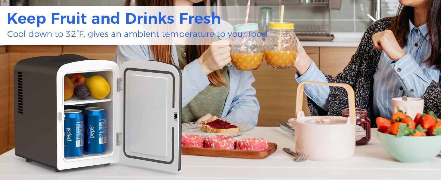 【TikTokShopSpringGlowUp】Antarctic Star Compact Refrigerator, Portable Mini Fridge, 4L Capacity/6 Cans,12oz, Portable Small Refrigerator for Cosmetics, Skin Care and Food , Ideal for Bedroom, Car, Office & Dorm,100% Freon-Free & Eco Friendly