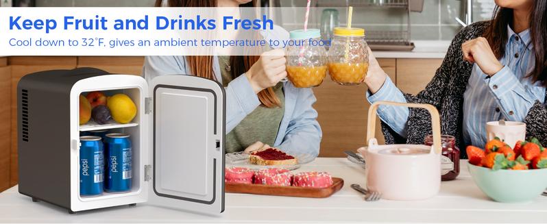 Antarctic Star Compact Refrigerator, Portable Mini Fridge, 4L Capacity/6 Cans,12oz, Portable Small Refrigerator for Cosmetics, Skin Care and Food , Ideal for Bedroom, Car, Office & Dorm,100% Freon-Free & Eco Friendly