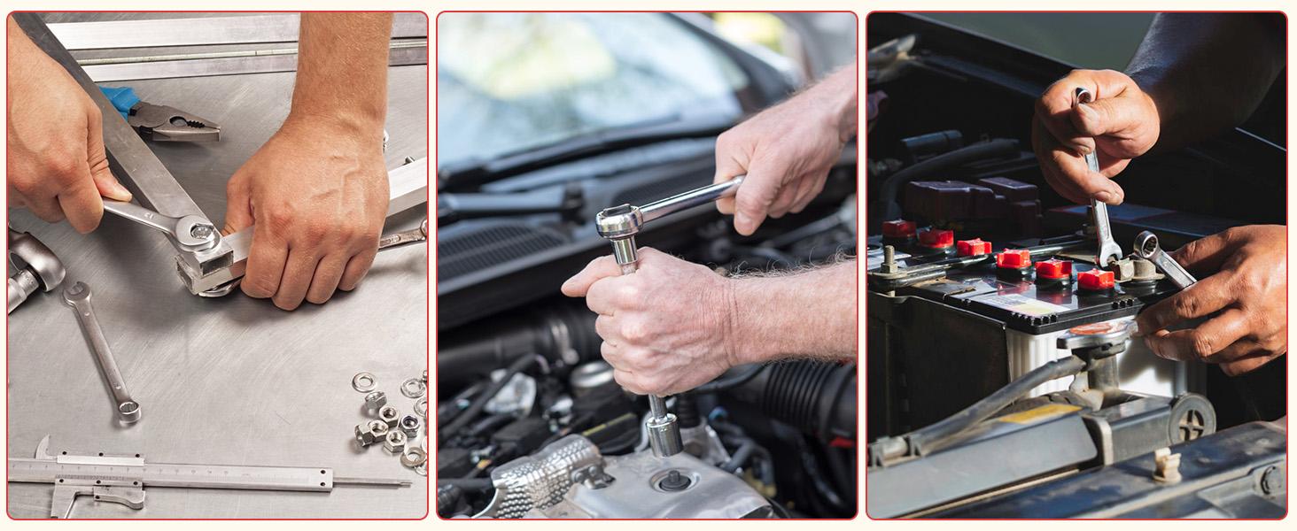 95-Piece Tool Set, Car Tool Kit, Mechanics Tool Set with Portable Toolbox, Including Adjustable Wrench, Pliers, and Socket Bits, with Plastic Storage Case, Ideal for Home, Apartment, or Garage Use,Father'sDayGift ,Heavy Duty Screwdriver Ratchet Metal