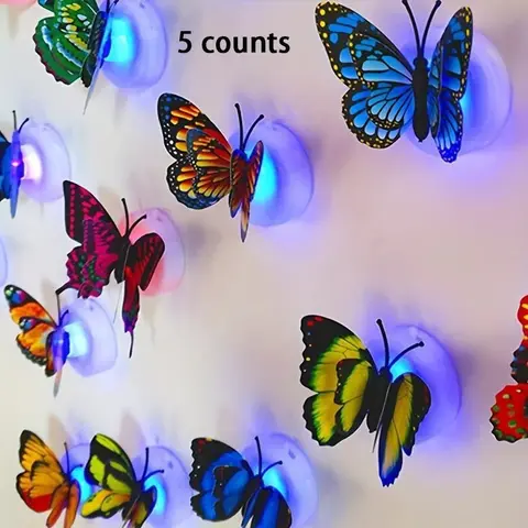 Random Color 3D Butterfly Lamp, 3/5/10/20/40 Counts Cute Simulation Butterfly, Romantic Wall Decoration For Home Room Layout Table Wall Decor For New Year Gift, Decorative Led Lights