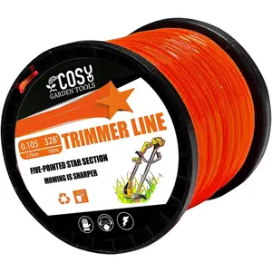 .105" String Trimmer Line, Commercial Grade Orange Pentagon Weed Eater String, Premium Nylon Universal 0.105" Diameter x 328'