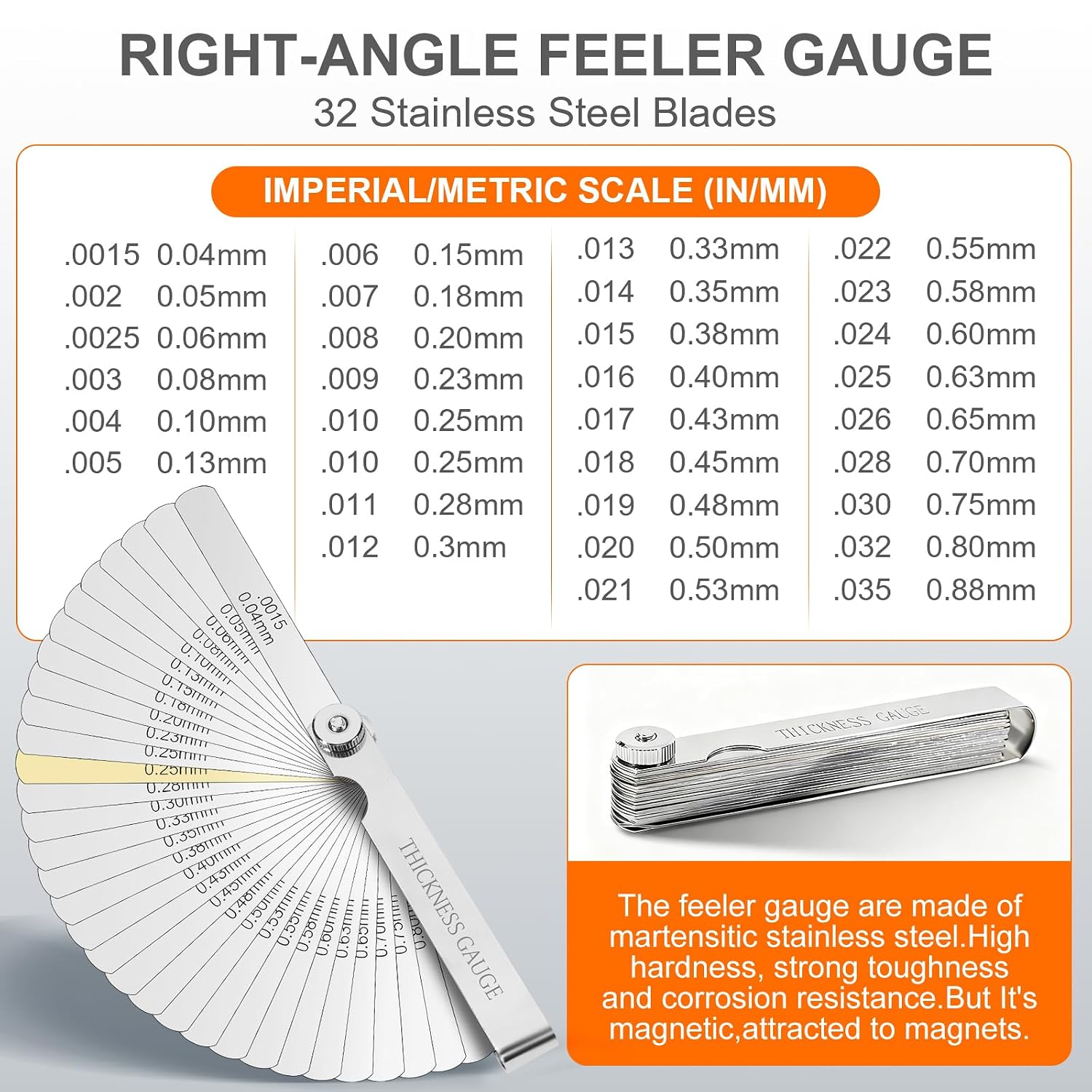 2 count Feeler Gauge Set, Straight & Angled Feeler Gauges Kit 2 count Feeler Gauge Set, Straight & Angled Feeler Gauges Kit