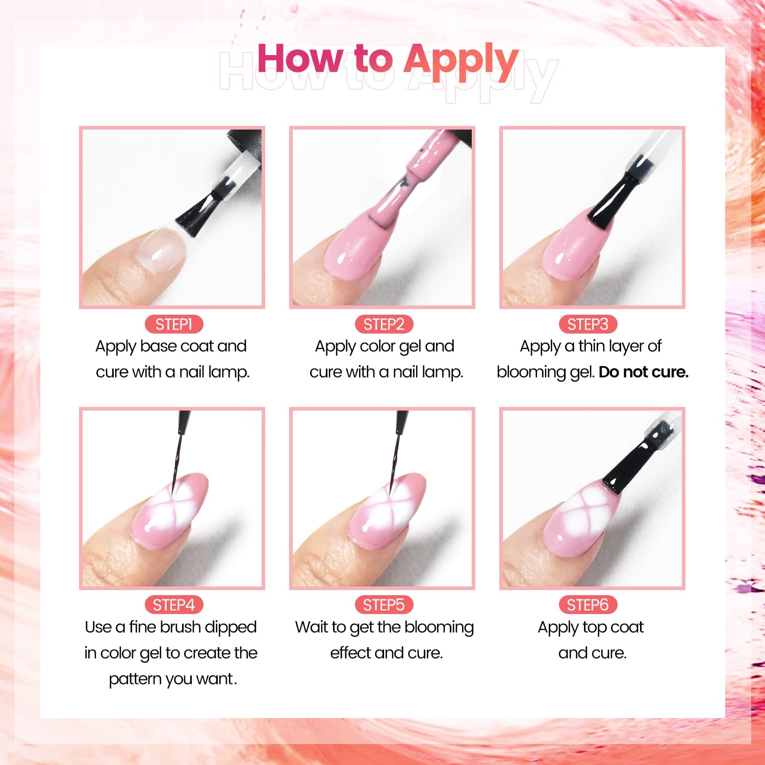 JODSONE 10ML Blooming Gel Nail Polish Clear Marble Nail Nail Art Accessories for Spreading Effects, Floral Print, Watercolor Design for Women