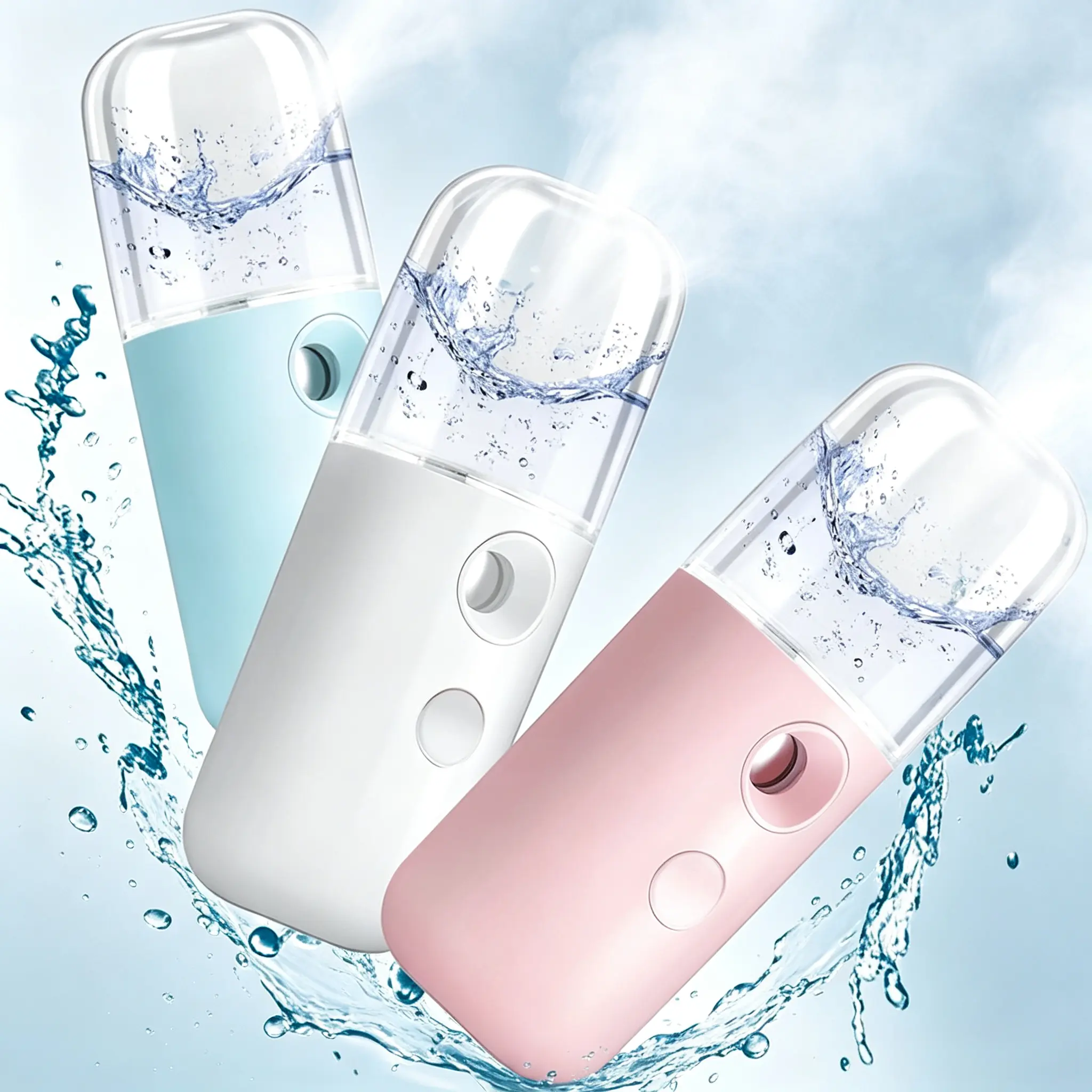 Portable Nano Mist Sprayer, USB Rechargeable Facial Steamer with 30ml Visual Water Tank for Hydrating, Skin Care, Makeup`
