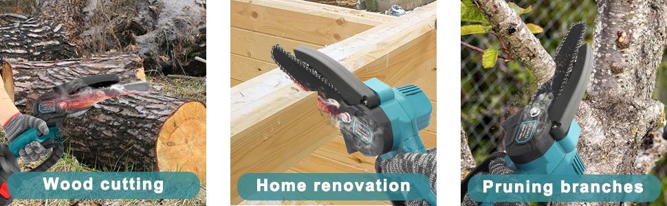 21V Cordless Mini Chainsaw 6-Inch - Compact Handheld Electric Chain Saw with 2 Batteries  Security Lock for Efficient Wood Cutting, Tree Trimming, and Pruning - Trending Christmas Gifts and New Year Gift Ideas Power Tools Tool Kit