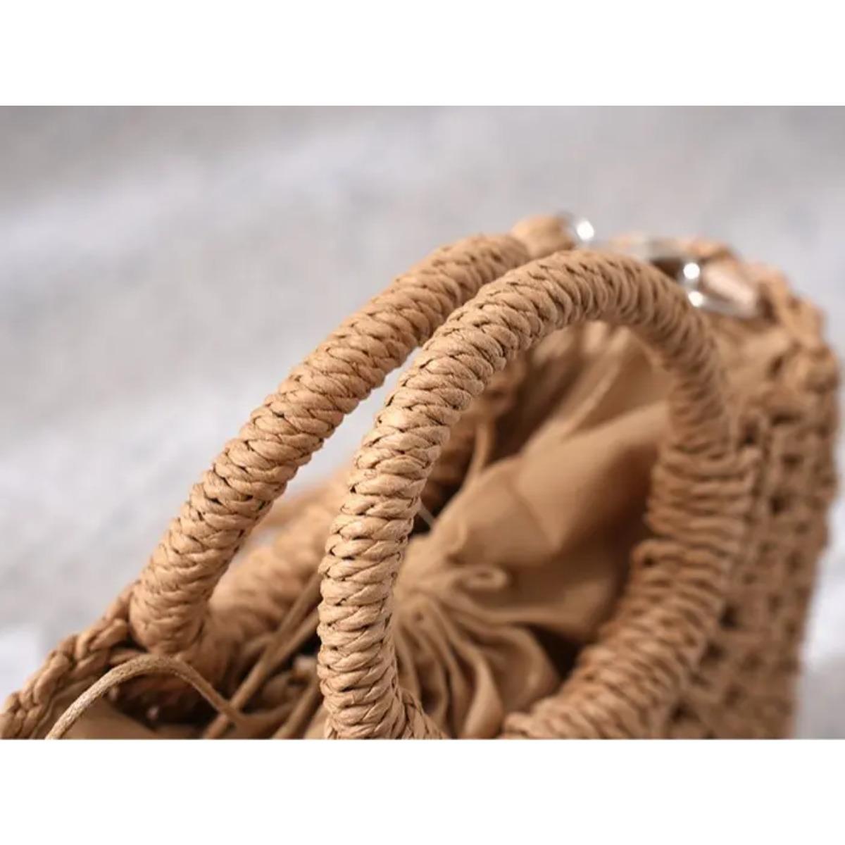 Women's Fashionable Hobo Bag - Handwoven Straw Small Crossbody Bag with Cross-Strap, Artisan Style Beach Handbag, Rattan Summer Purse, Women's Accessories, Handwoven Straw Bag