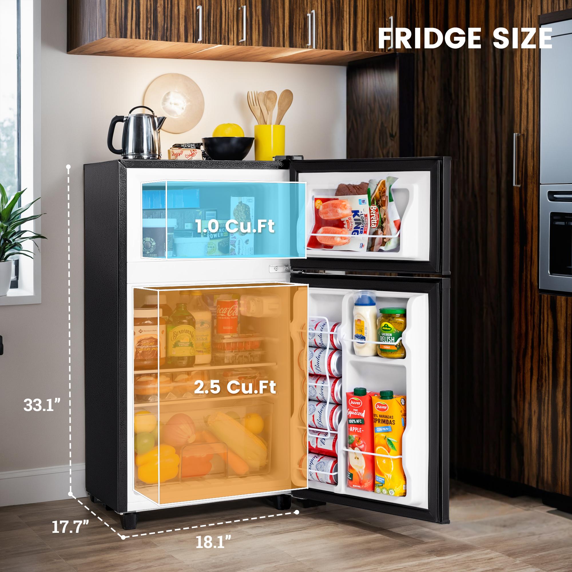 MANASTIN 3.5 Cu.Ft Mini Fridge with Freezer, 2 Door Small Refrigerator, 7 Level Adjustable Thermostat, Compact Fridge for Living Room, Office, Kitchen and Apartment