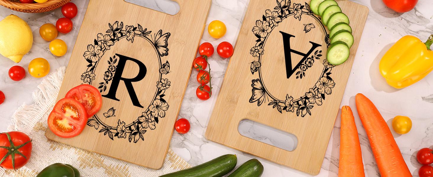 Cutting Board, for Wedding Gifts for Couple, Monogrammed Birthday Gift for Sister Friend, Gift for Birthday Anniversary Housewarming(Letter R)