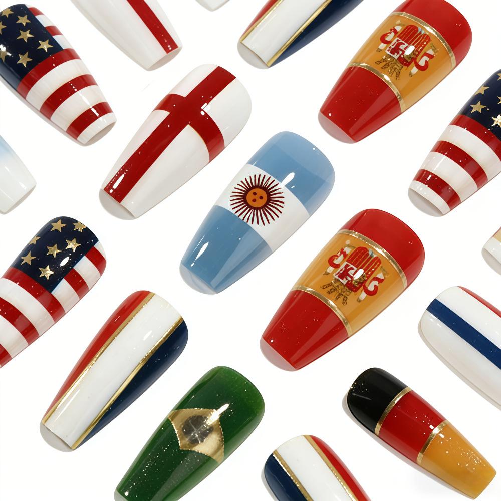 Football Theme Nail Art, Detachable False Nails Sj13, European & American Style, Removable Manicure Stickers, Model Xinghao T359