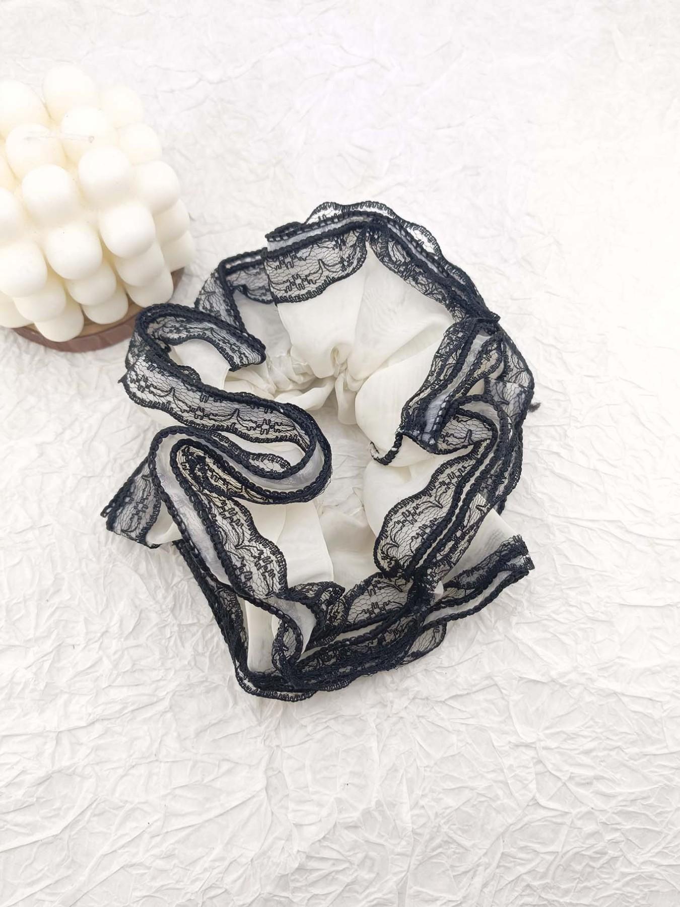 1PC Elegant Lace Edged Mesh Hair Tie, Double Layered Design, Perfect for Dates, Parties, and Events, Sexy and Chic Accessory