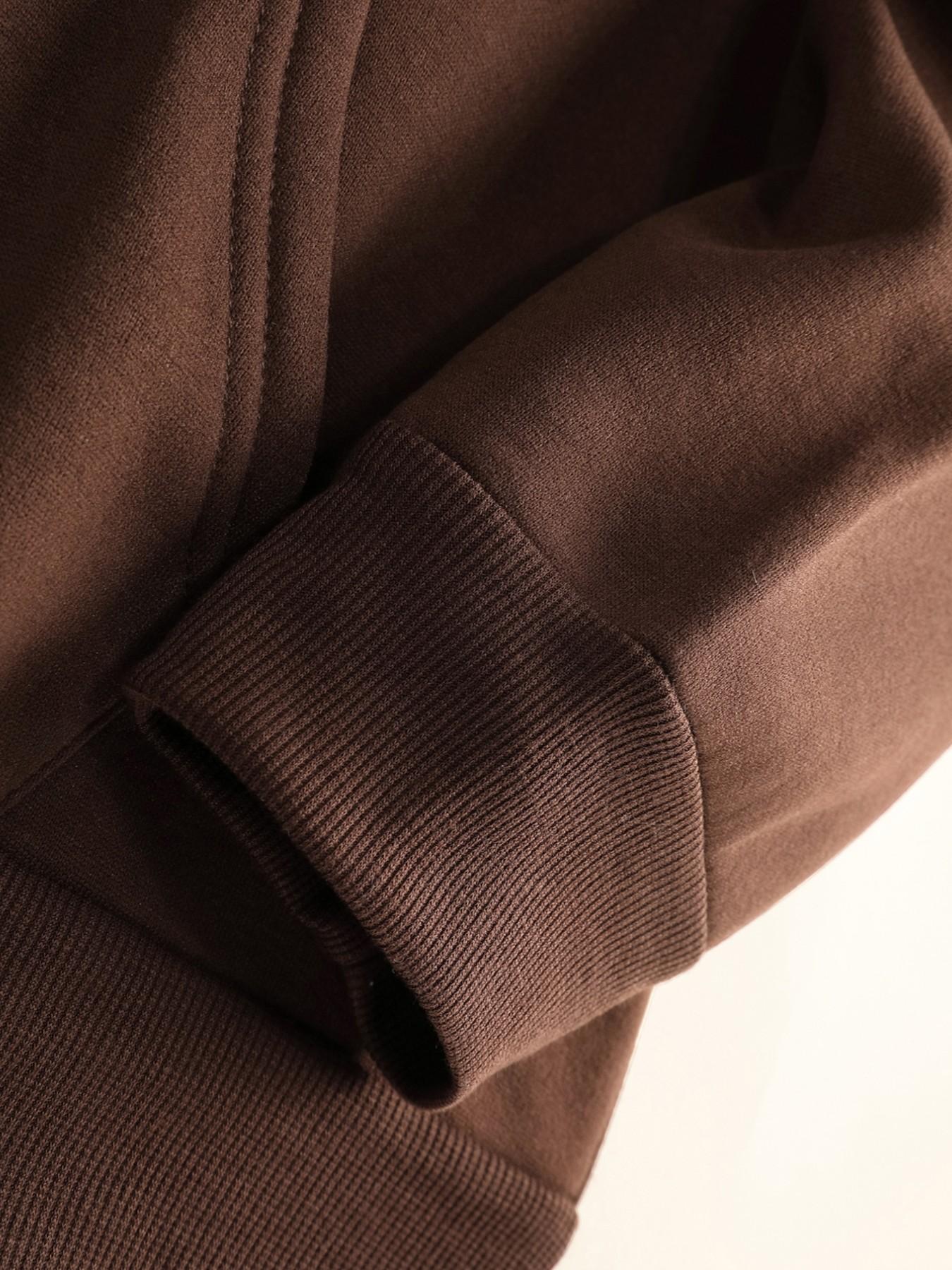 Men's Fall Winter American Streetwear Fox Print Hooded Fleece Sweatshirt, Versatile Sportswear Casual Loose Fit Hoodie