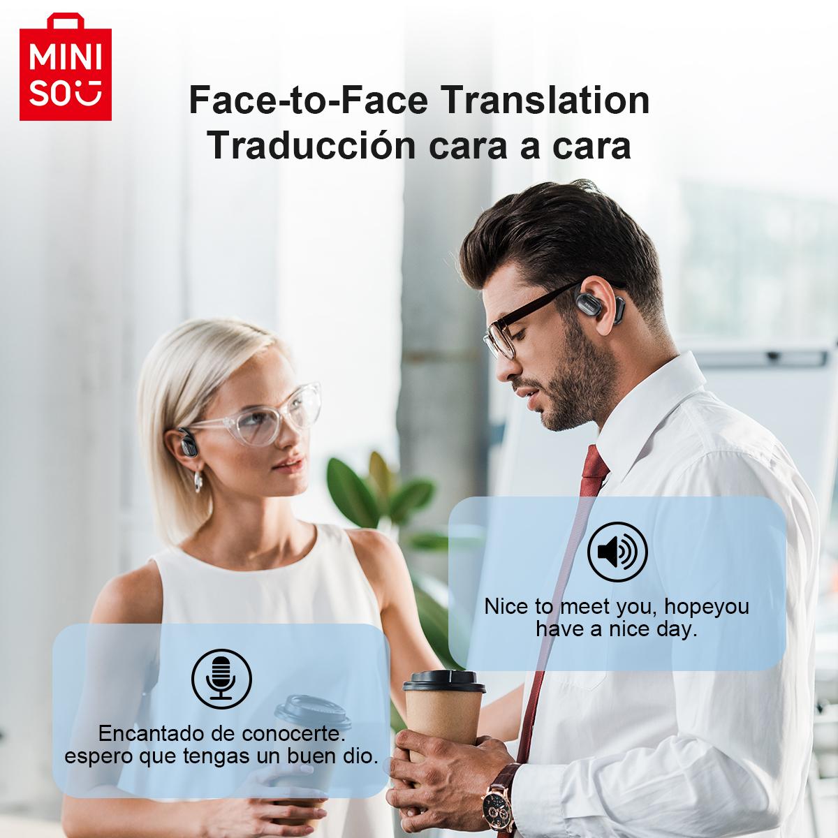MINISO MS162 Wireless Translation Earbuds with APP Stereo Headset Built-in Microphone Headphones Bluetooth 5.4 Headset 30 Hours Long-lasting Battery Life High-quality Sound Earphones Suitable for Gym Running Exercise
