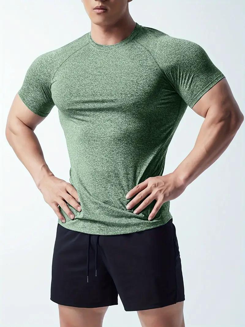 Summer Men's Sports Cationic Quick-Dry Tight-Fitting Round-Neck Stretch Casual Sports T-Shirt
