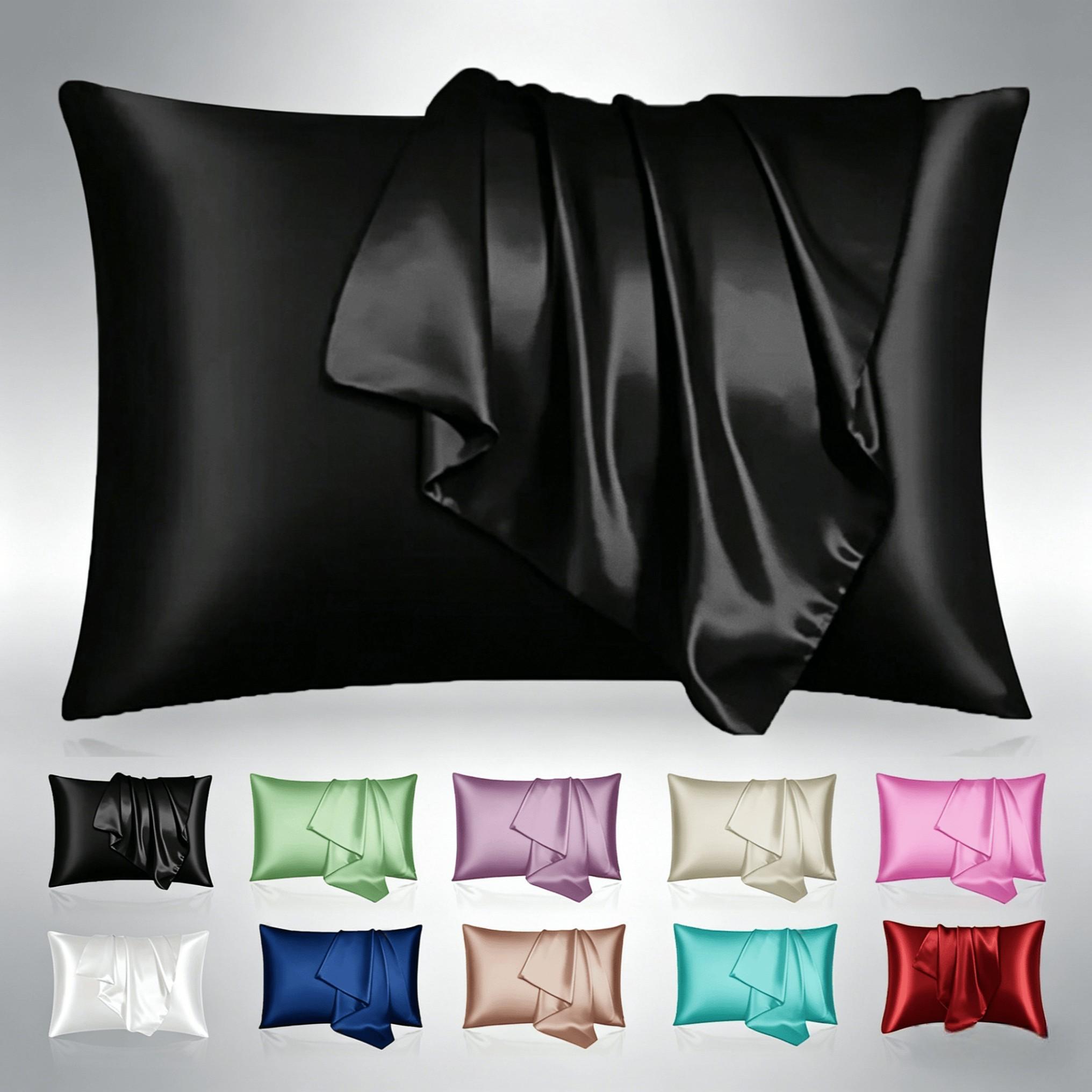 Luxurious Satin Pillowcase,2Pcs No Insert, Simple Solid Color, Soft Breathable, Envelope Closure, Ideal for Hair and Skin Protection, Perfect Home Decor