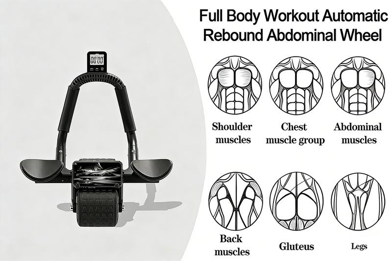 Ab Roller Wheel with Elbow Support, Automatic Rebound Abdominal Wheel,Ab Roller for Abdominal Exercise Machine,Abs Workout Equipment,Trainer Fitness Belly Training for Men & Women Ab Roller | Home Core Training Fitness Equipment
