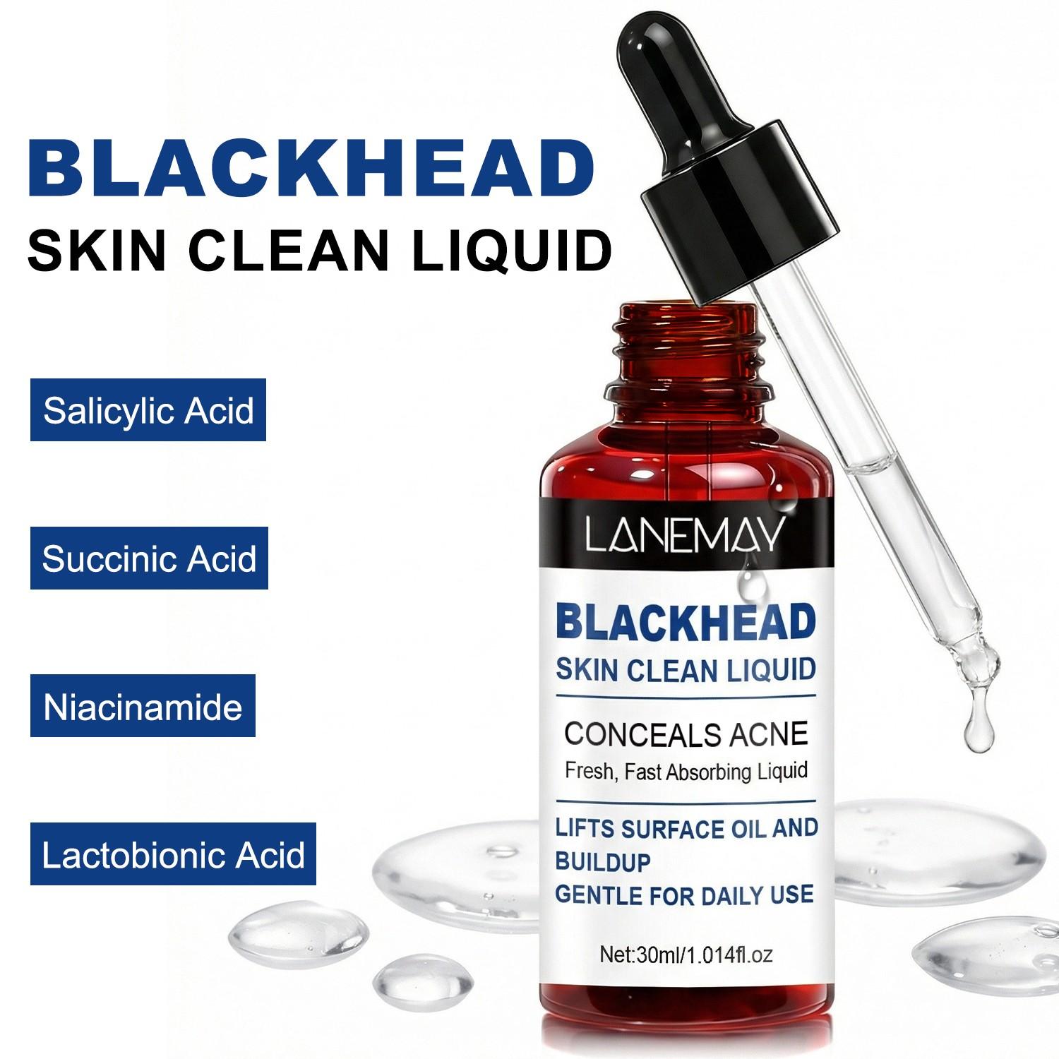 30ml Multi-Acid Blackhead Cleanser | Salicylic Acid + Succinic Acid + Niacinamide + Lactobionic Acid softens blackheads and fades blemishes from the root | Gentle formula suitable for daily use, improves roughness, and refines skin.